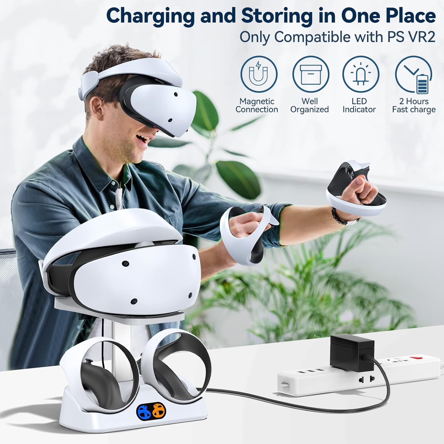 Controller Charging Dock for PSVR2 with LED Indicator & Type-C Cable