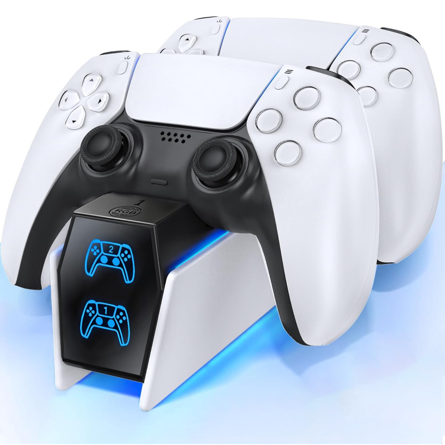 Controller Charger for PS5 & Dual Controllers with RGB LED