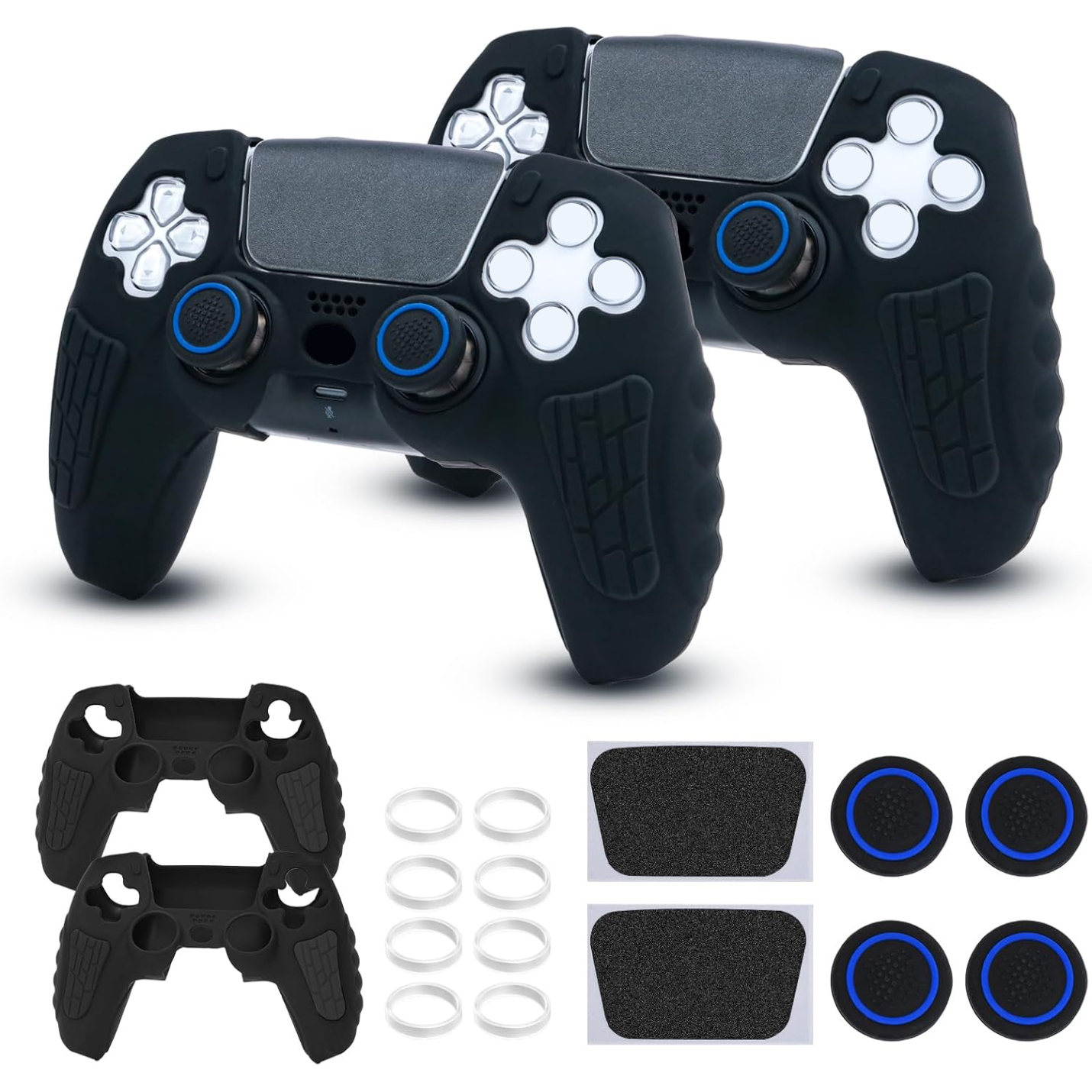 2 PCS Anti-Slip Silicone Controller Case for PS5 with Thumb Grip Caps