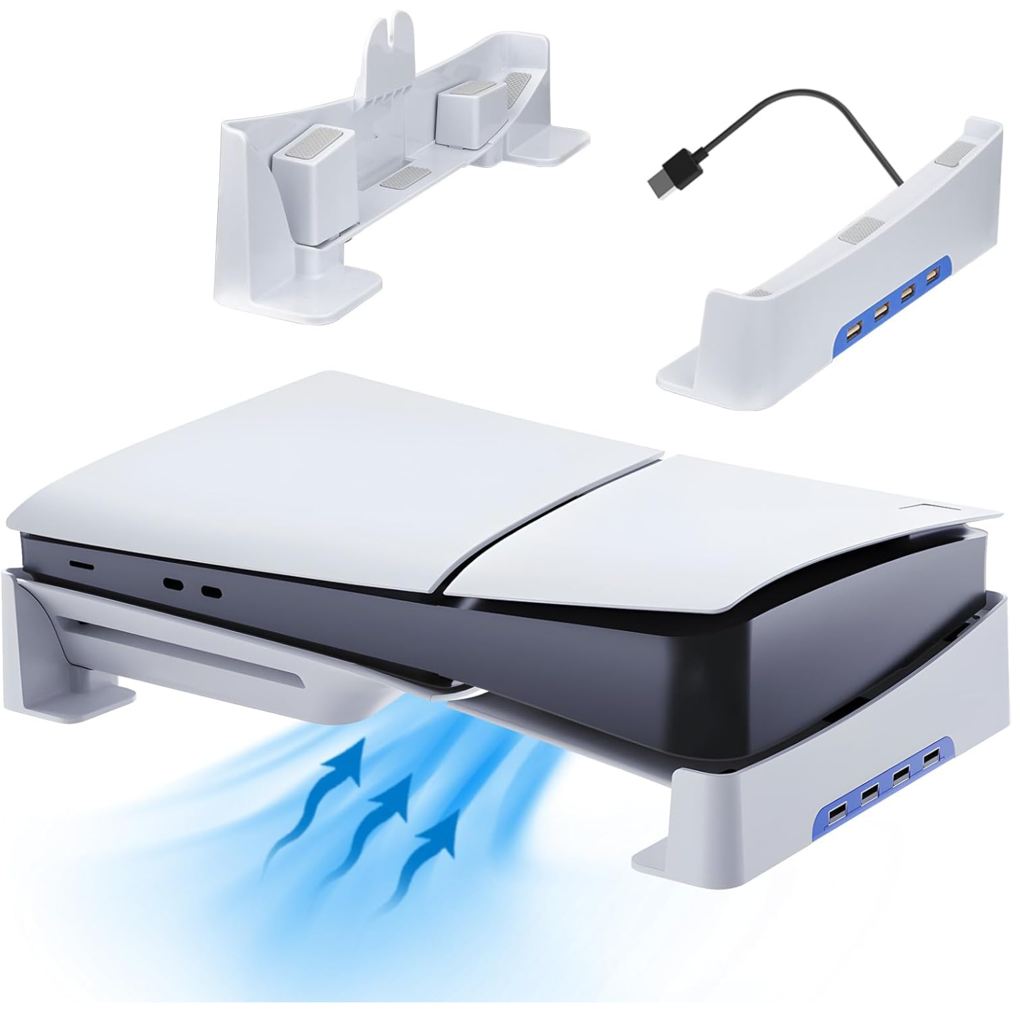 Horizontal Stand for PS5 Slim & Pro with 4-Port USB Hub