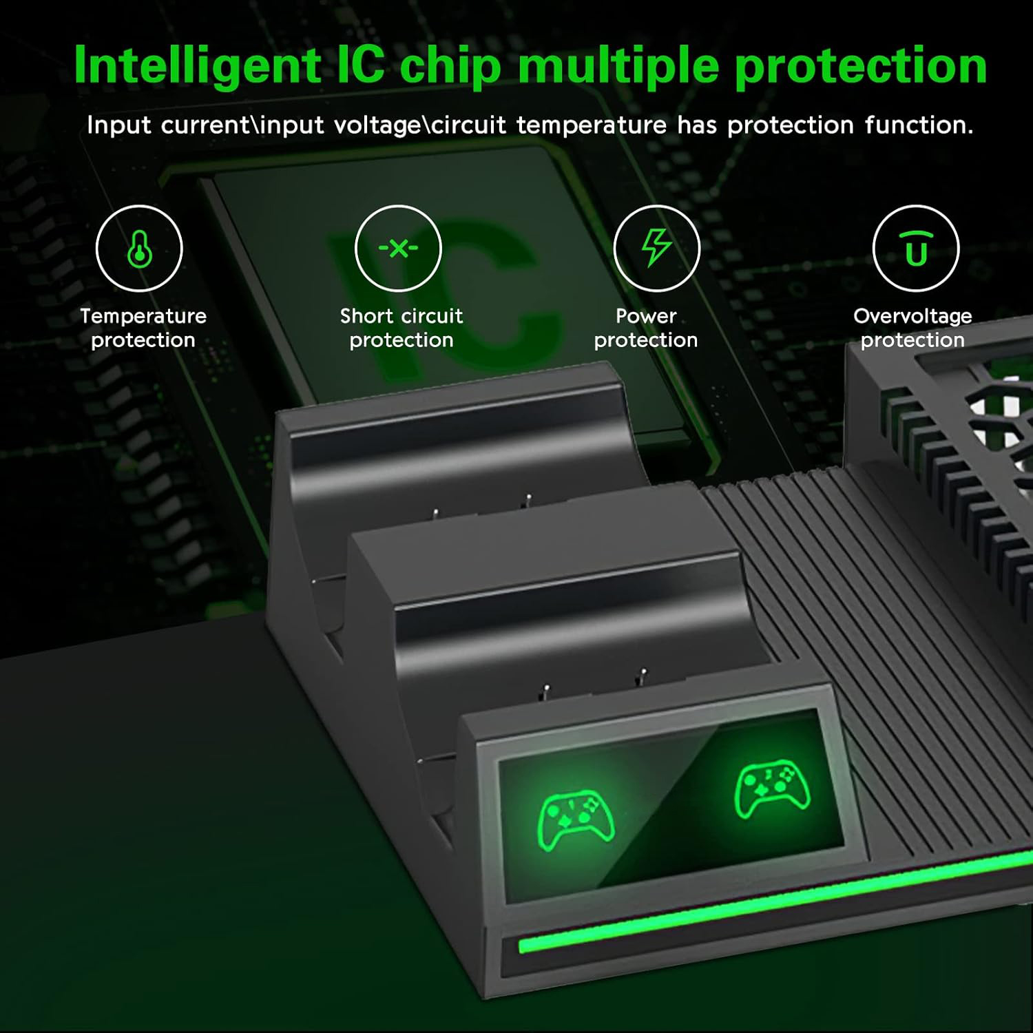 Cooling Stand for Xbox Series X with Controller Charger & 2 Batteries