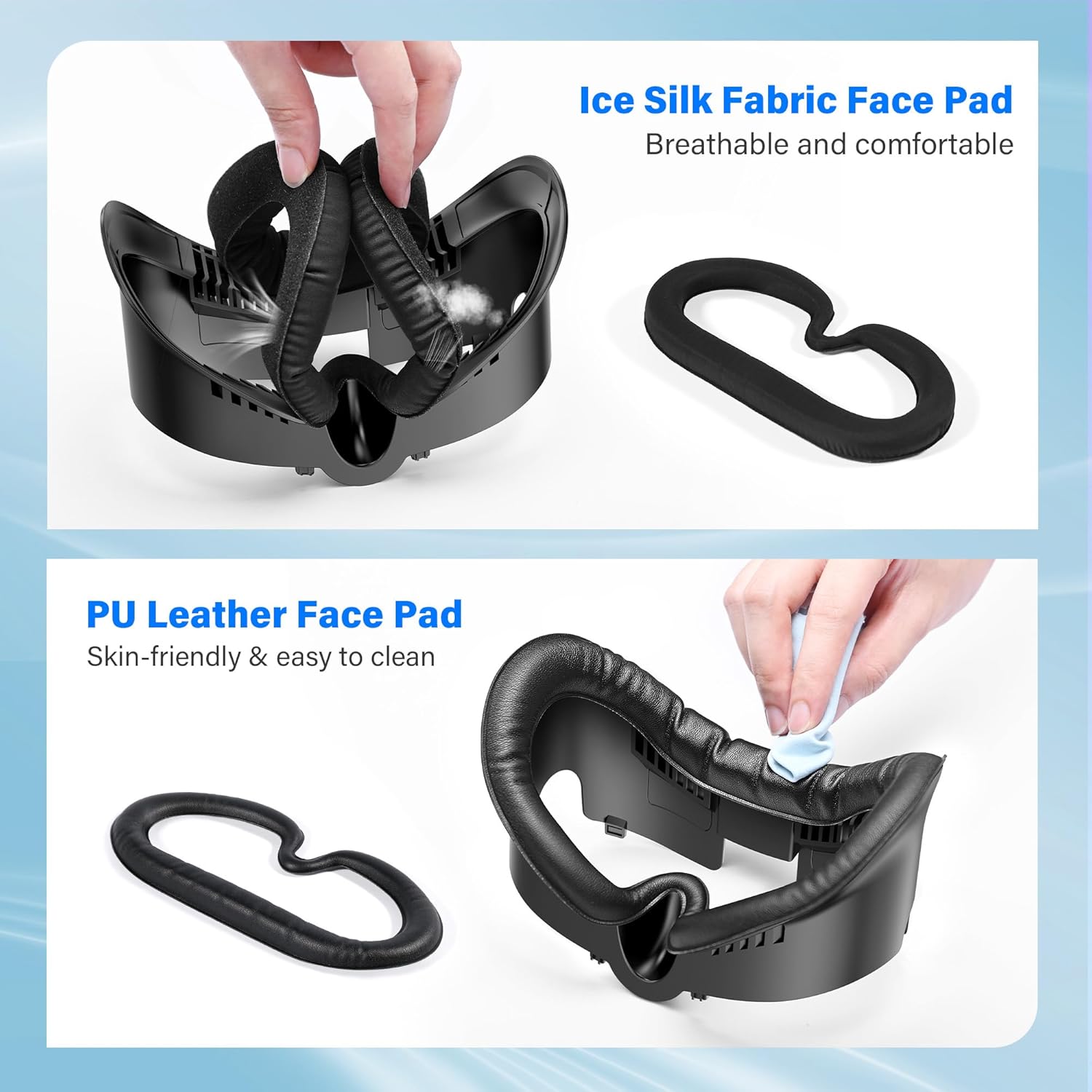 Facial Interface for Meta Quest 3 - Sweat-Proof PU Leather with Air Circulation