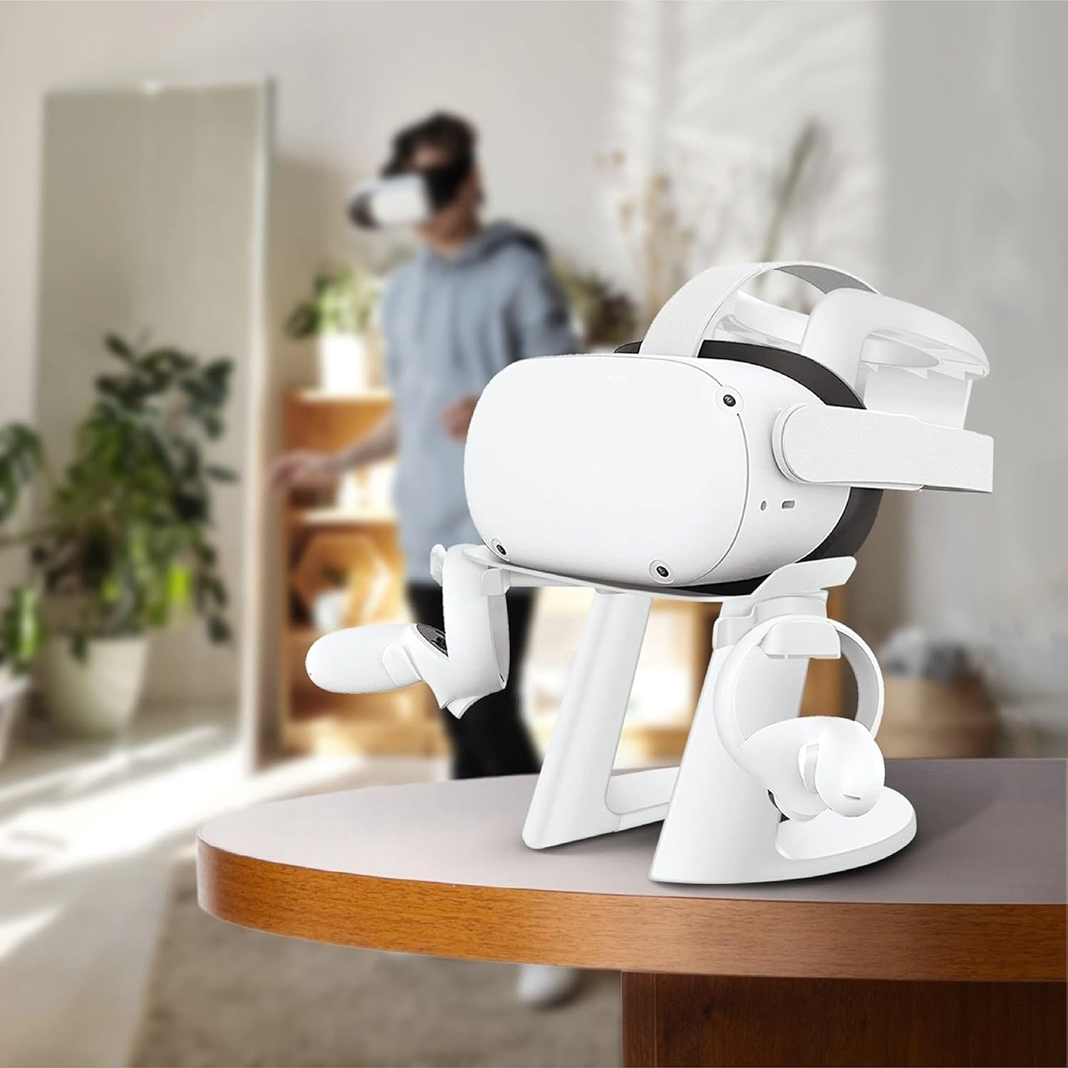 VR Headset Stand for Quest 2 with Controller Charger Dock