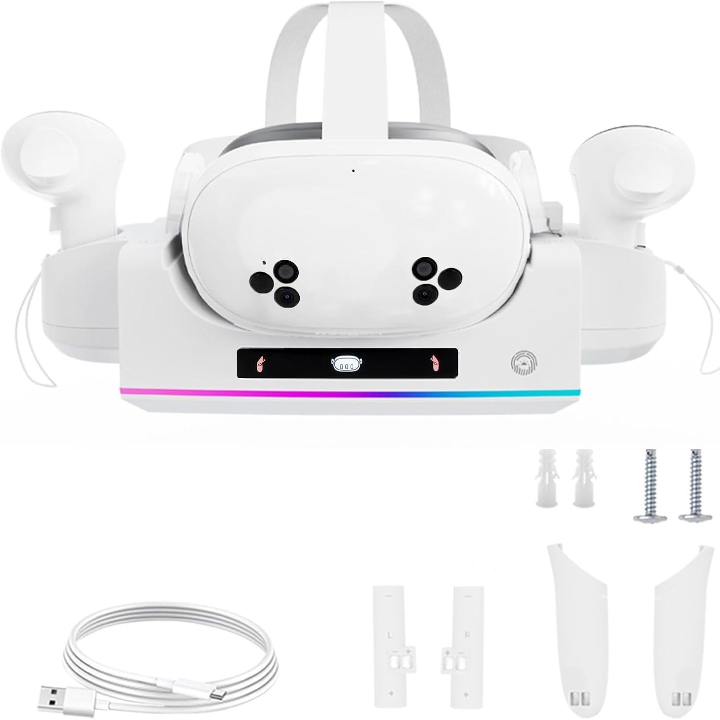 VR Charging Station for Meta Quest 3S with LED Indicator and Wall Mount