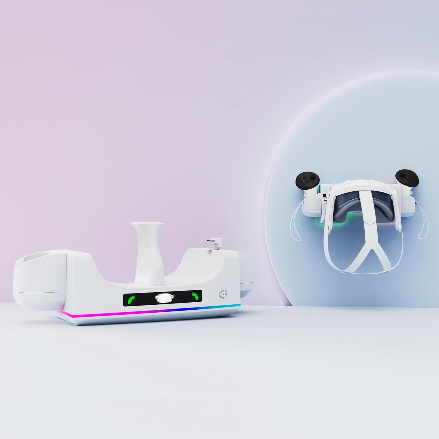 VR Charging Station for Meta Quest 3S with LED Indicator and Wall Mount