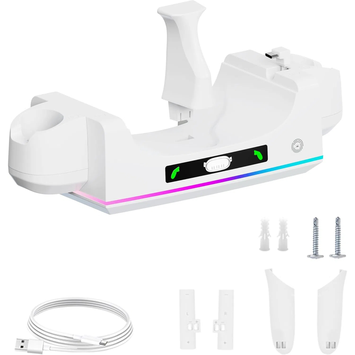 VR Charging Station for Meta Quest 3S with LED Indicator and Wall Mount