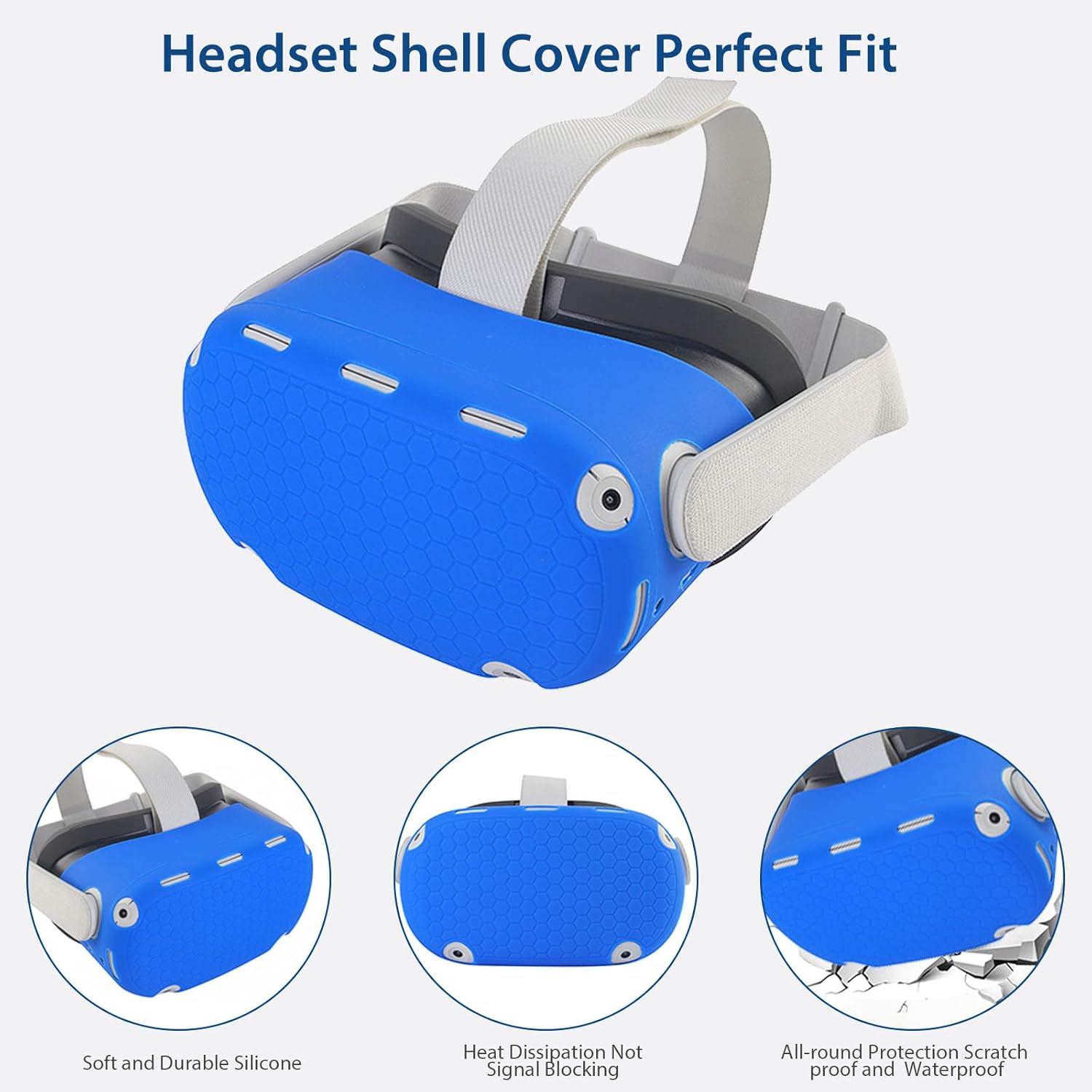 VR Protective Cover Set for Quest 2 Silicone Shell, Controller Grips, Face Cover