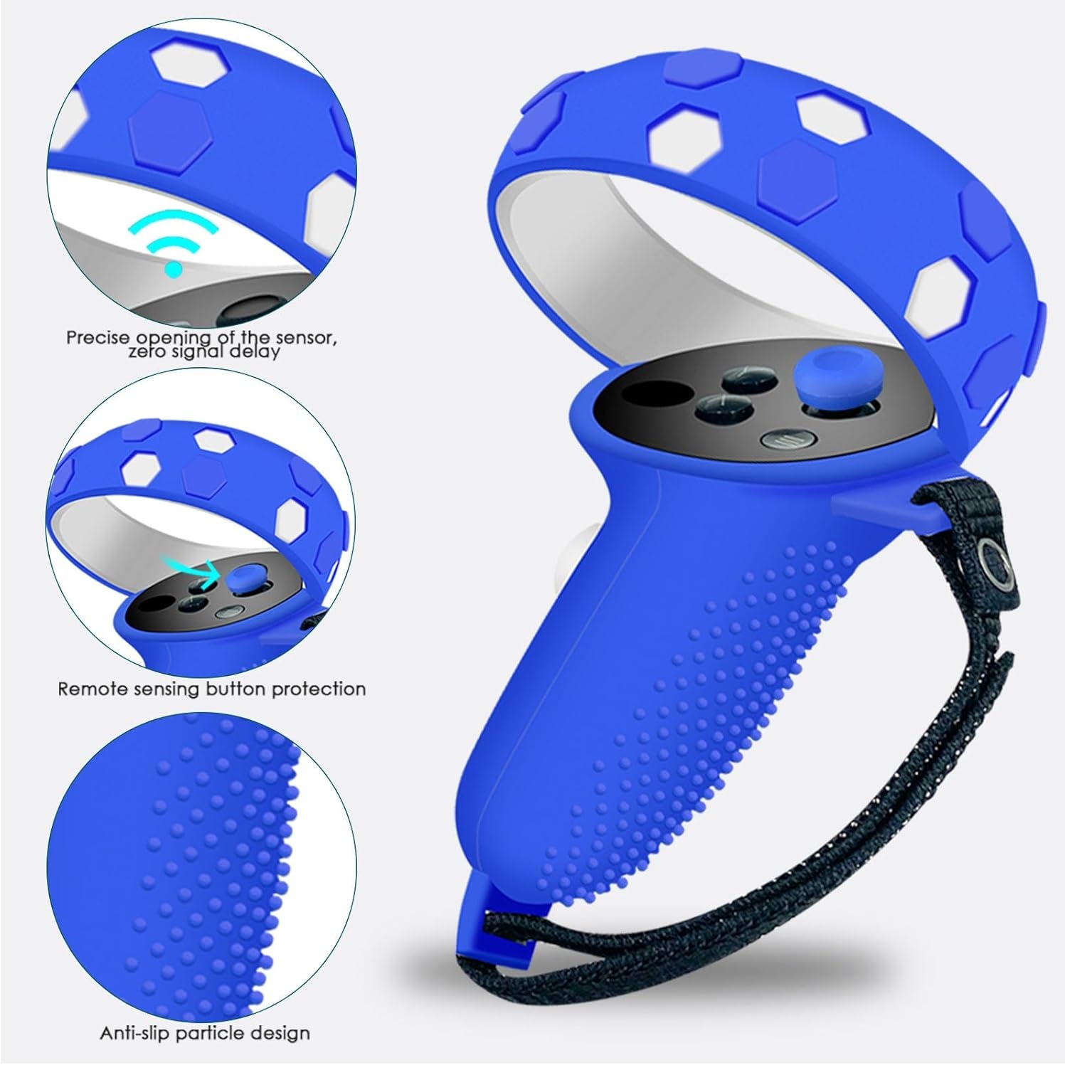 VR Protective Cover Set for Quest 2 Silicone Shell, Controller Grips, Face Cover