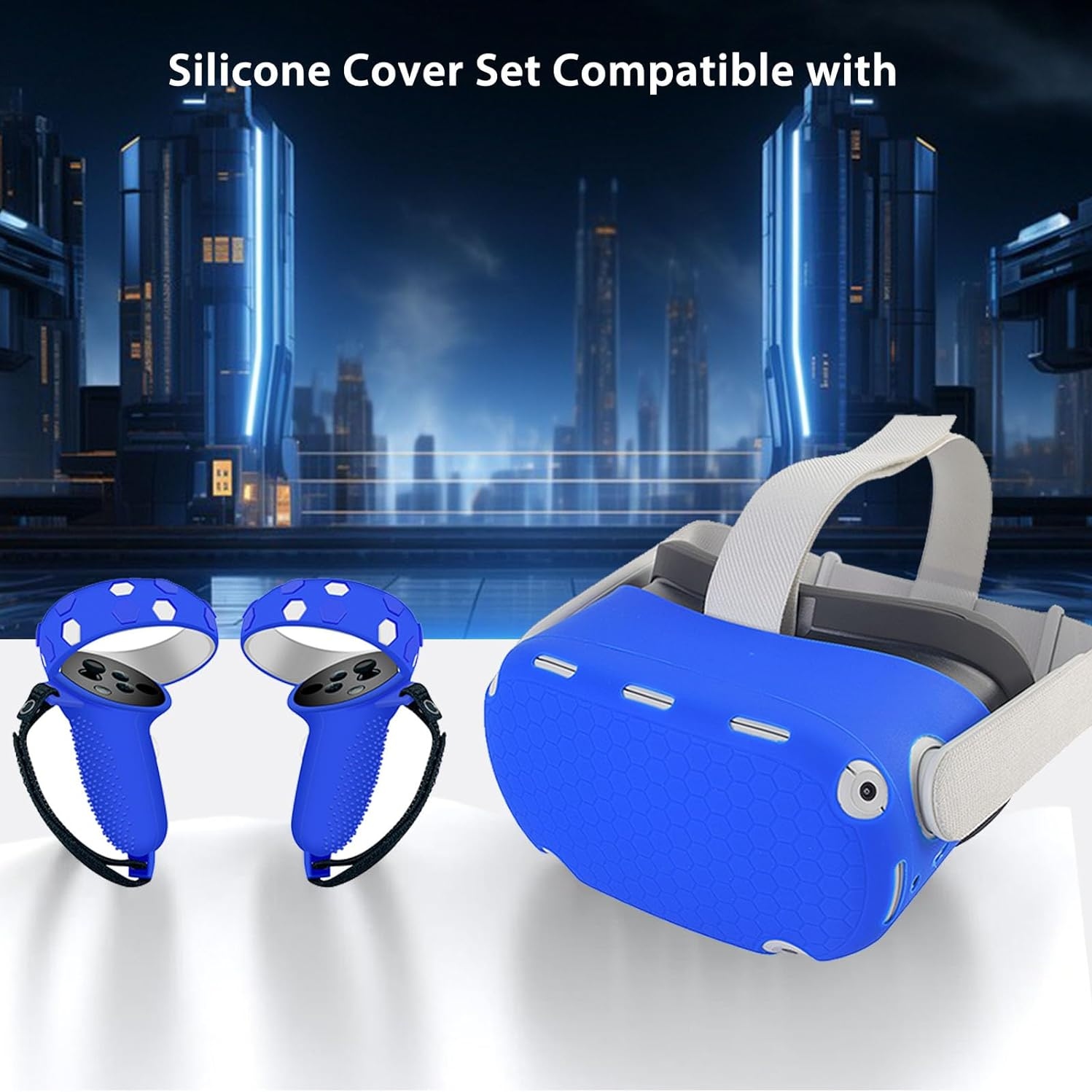 VR Protective Cover Set for Quest 2 Silicone Shell, Controller Grips, Face Cover