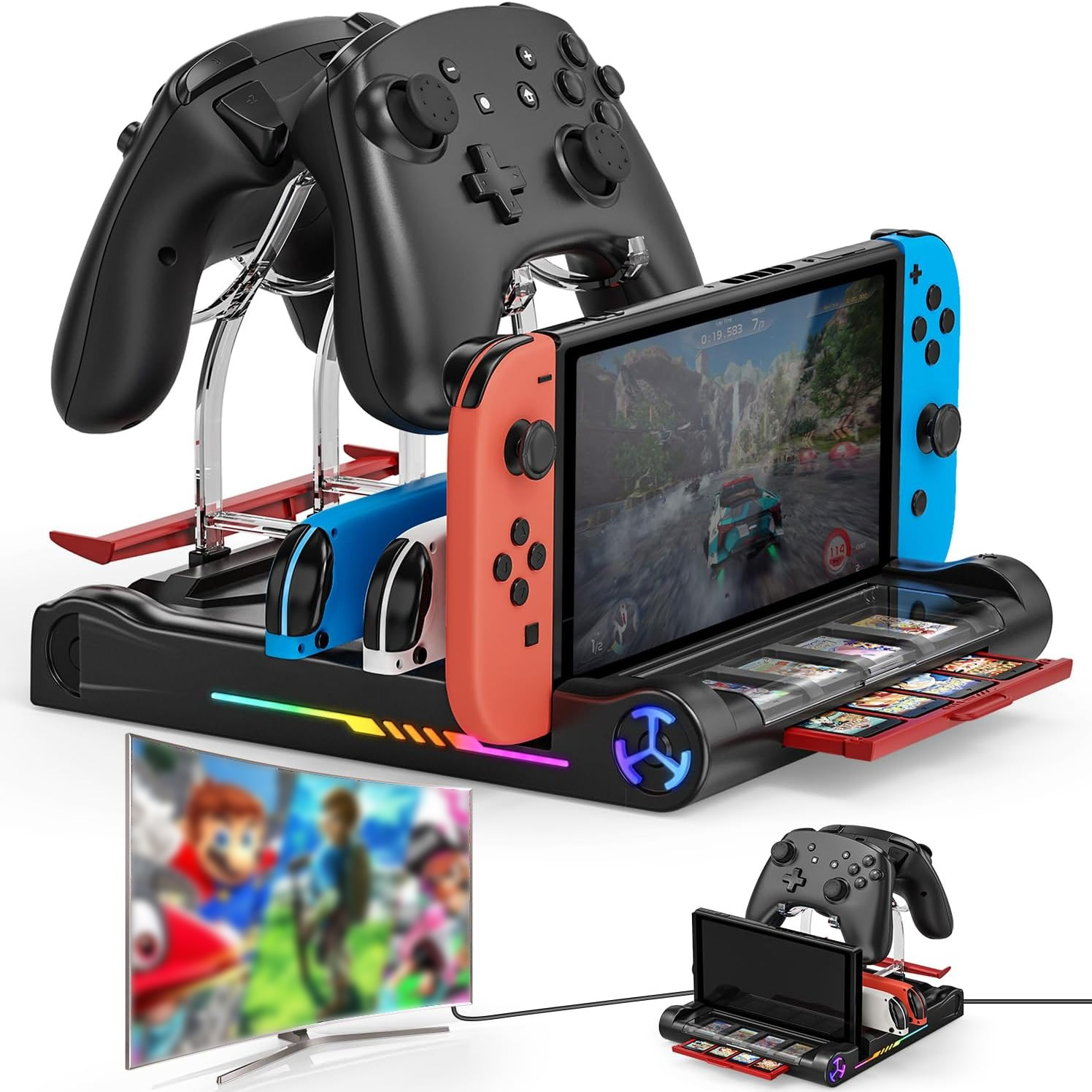 4K HDMI Dock for Nintendo Switch OLED – RGB, TV, USB 3.0, Type C, 8 Game Slots