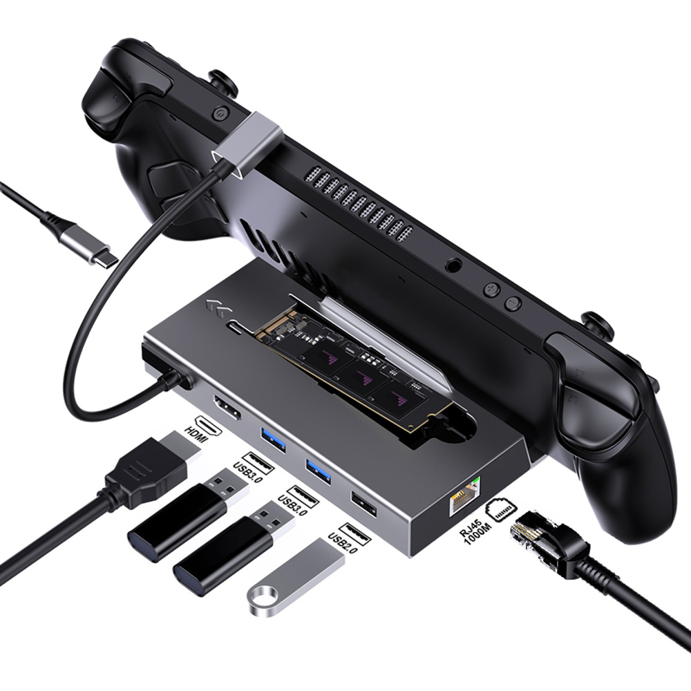USB-C Docking Station for Switch & Steam Deck – 4K HDMI, Ethernet, M.2 SSD Port