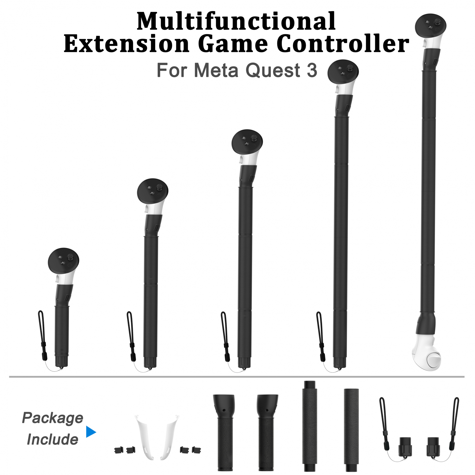 VR Long Arms Grips for Meta Quest 3 Beat Saber Golf Baseball