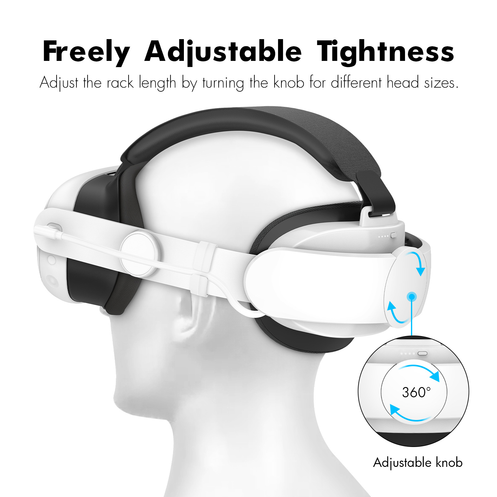 VR Head Strap with 6000mAh Battery for Meta Quest 3/3S