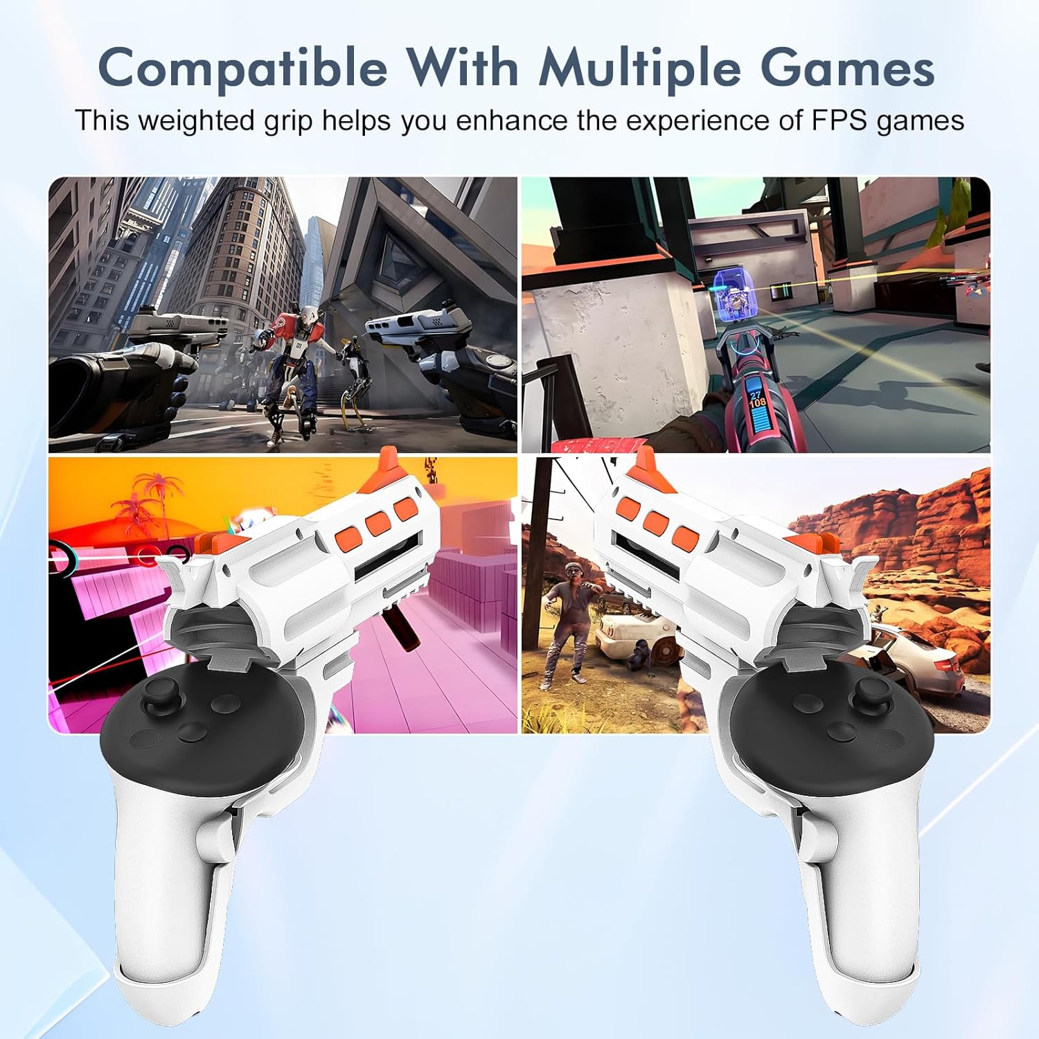 Adjustable VR Gunstock Grip for Meta Quest 3 / 3S – FPS Gaming