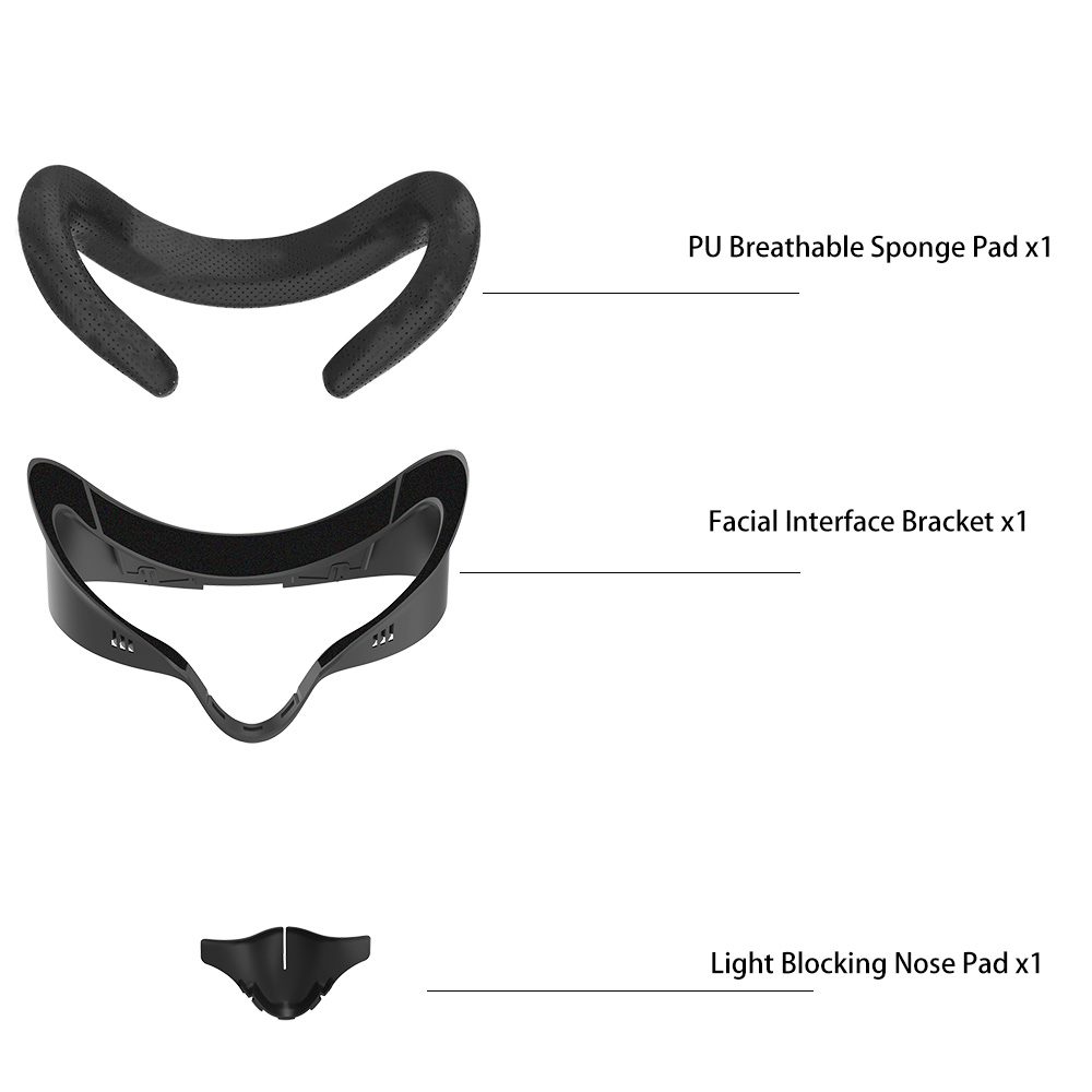 3-in-1 Face Interface Bracket for Meta Quest 3S with PU Foam & Silicone Nose Pad
