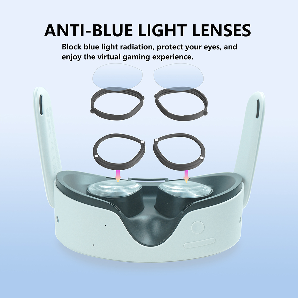 VR Lens Frame for Meta Quest 3S – Anti-Blue Light HD Snap-On