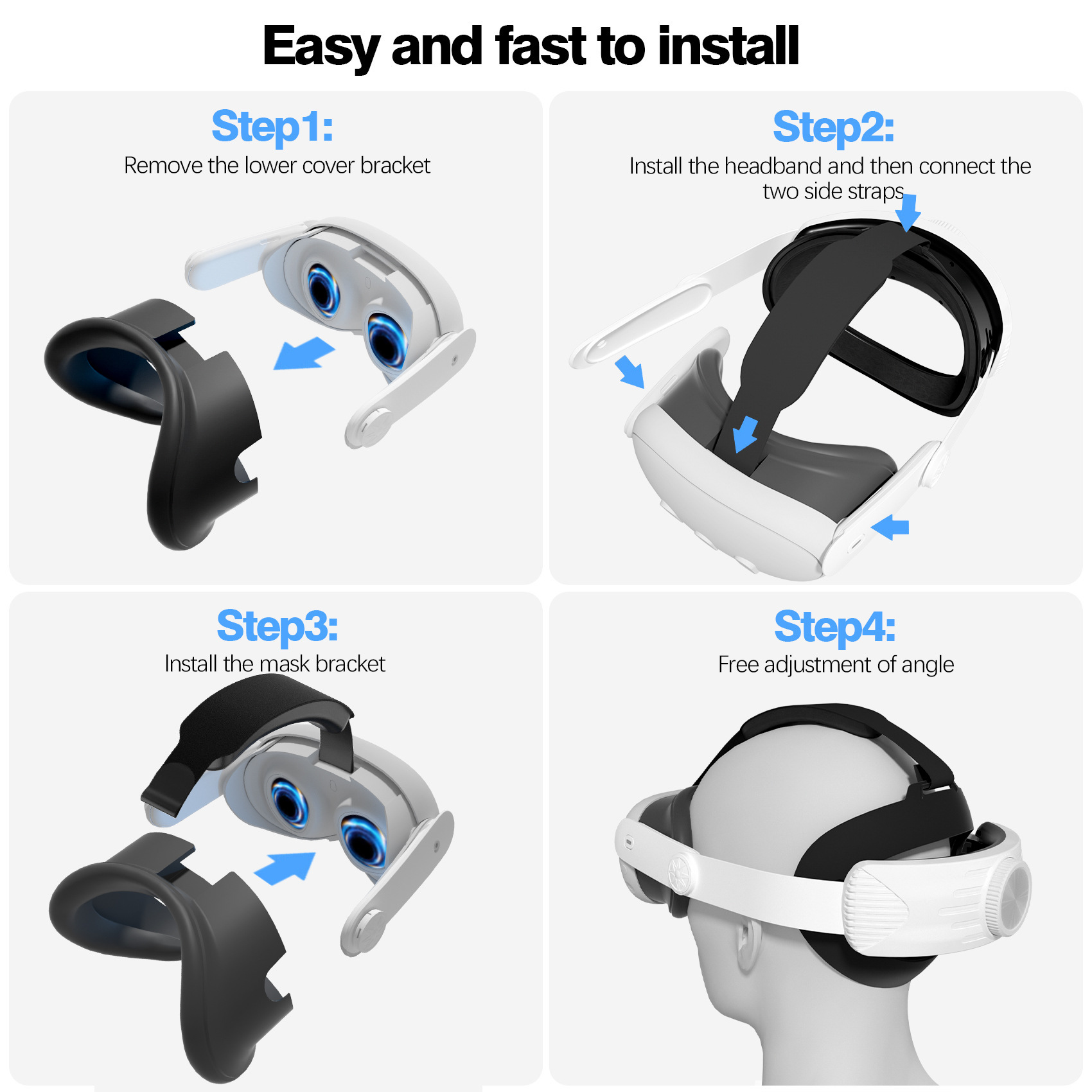 Adjustable Elite Strap for Meta Quest 3 with Dual-Density Memory Foam