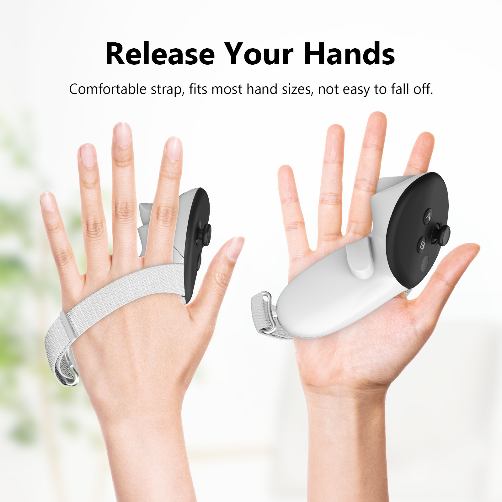 Protective Grip Cover for Meta Quest 3/3S with Adjustable Wrist Strap