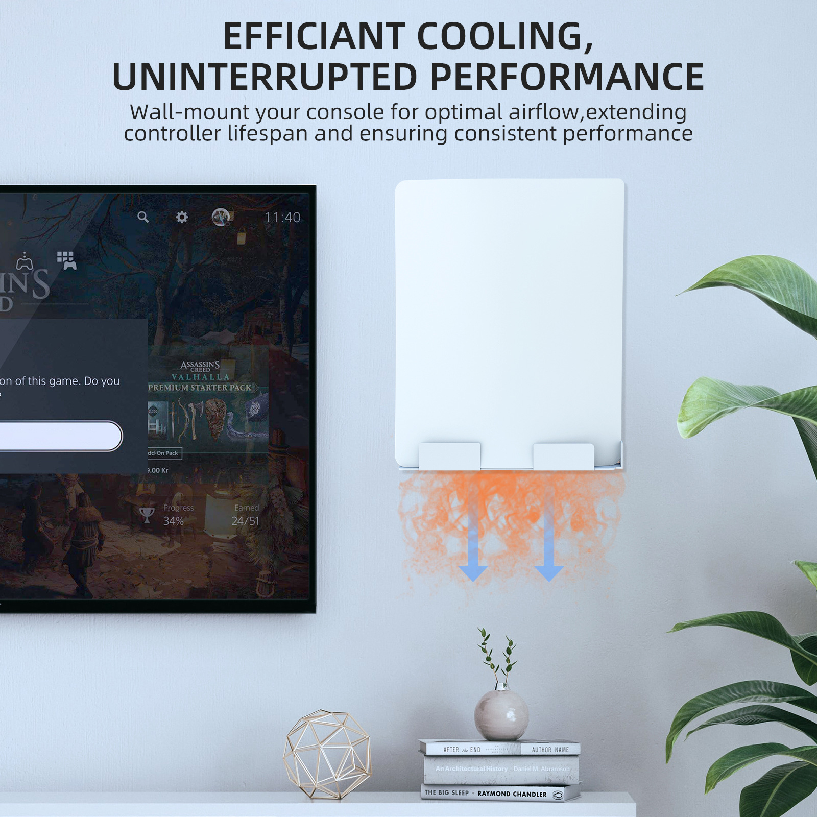 Wall Mount for PlayStation 5 Pro/Slim Console Metal Controller Holder