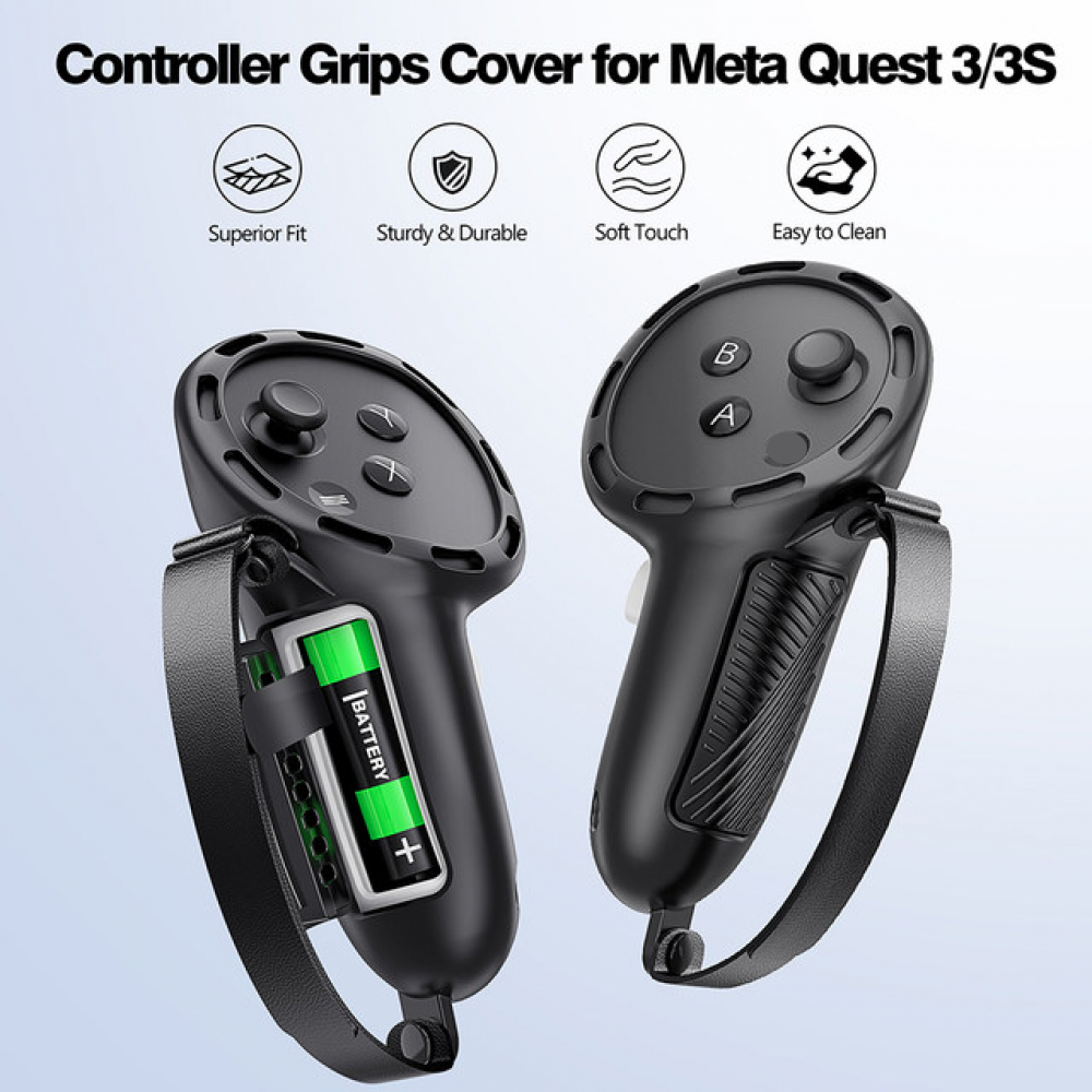 Silicone Handle Cover with Knuckle Straps for Meta Quest 3S/Quest 3