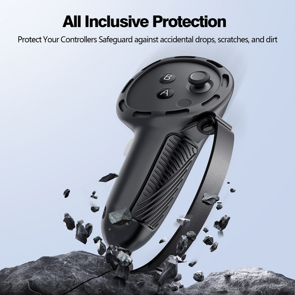Silicone Handle Cover with Knuckle Straps for Meta Quest 3S/Quest 3