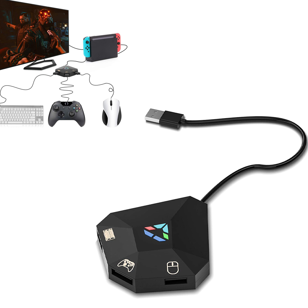 USB Keyboard and Mouse Adapter with LED for PlayStation/Xbox/Switch