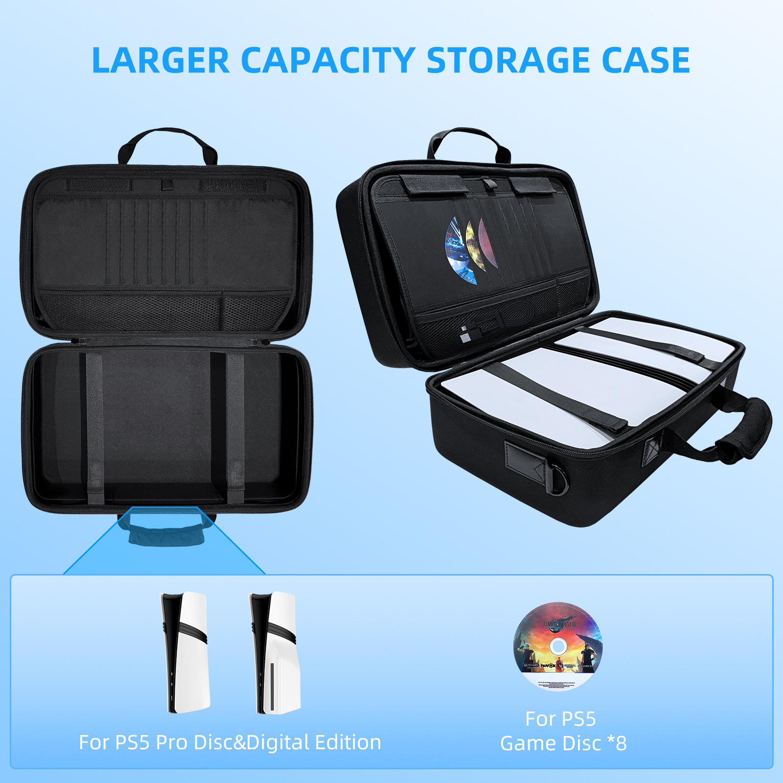 Protective Storage Case with Shoulder Strap for PlayStation 5 Pro