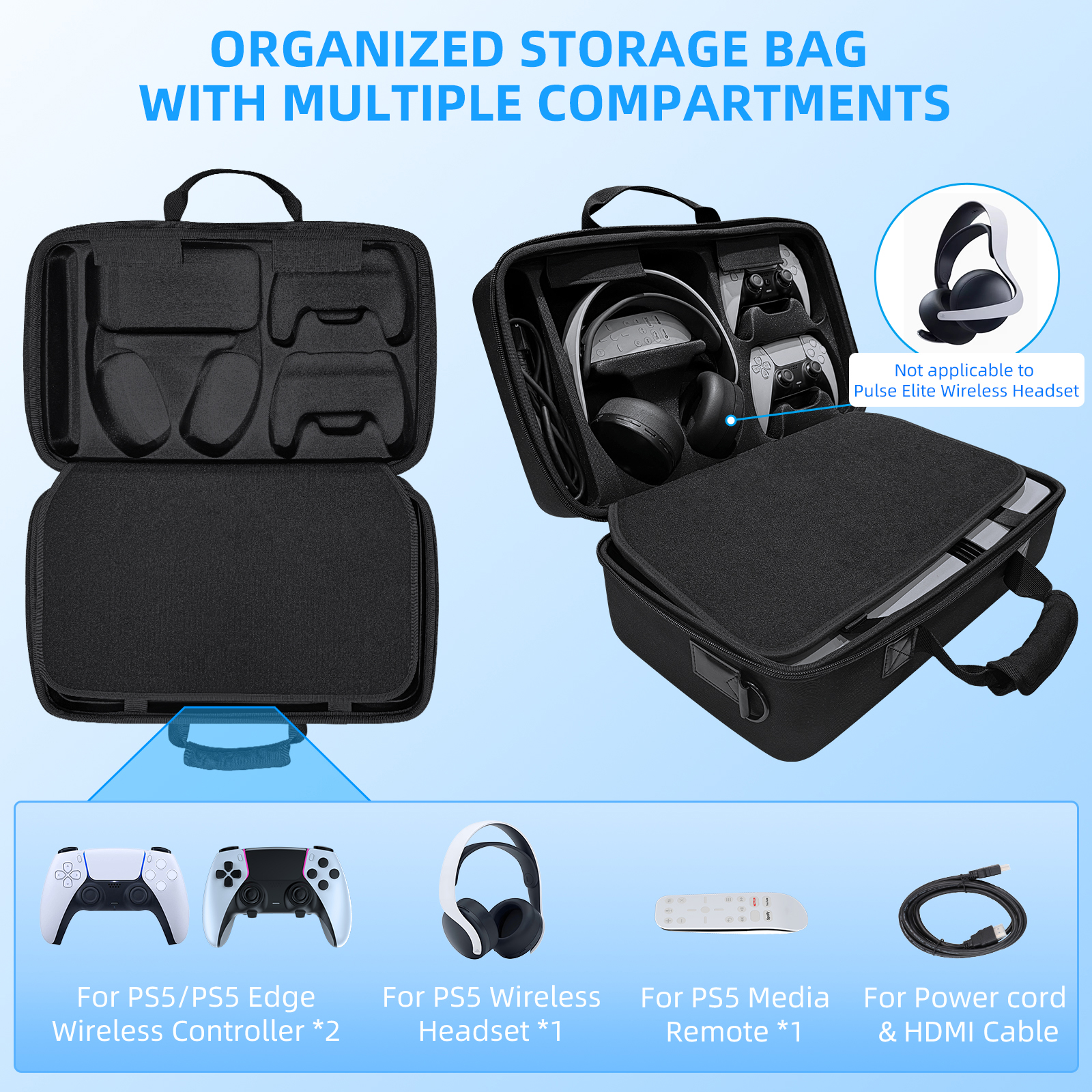 Protective Storage Case with Shoulder Strap for PlayStation 5 Pro