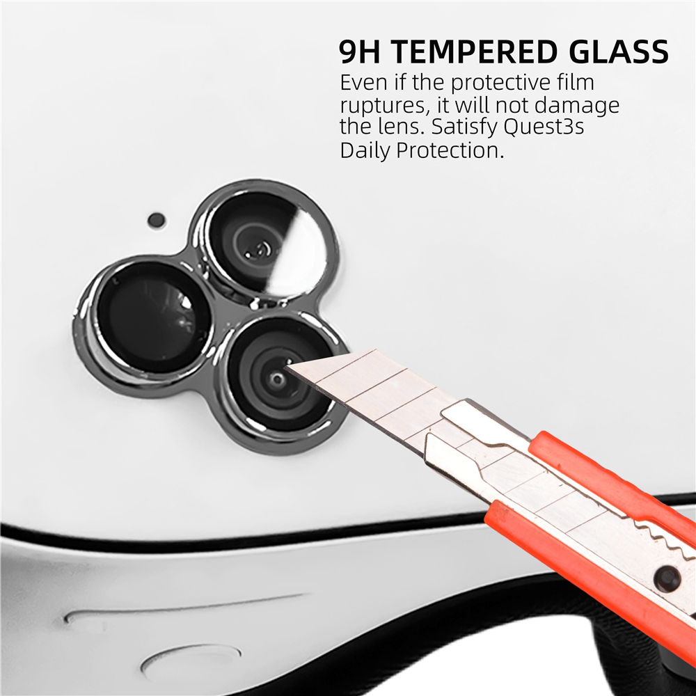 Lens Protector for Meta Quest 3S - 9H Tempered Glass with Aluminum Frame