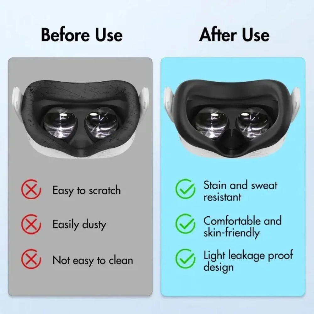 VR Silicone Face Cover for Meta Quest 3S - Light Leakage & Sweat Resistant