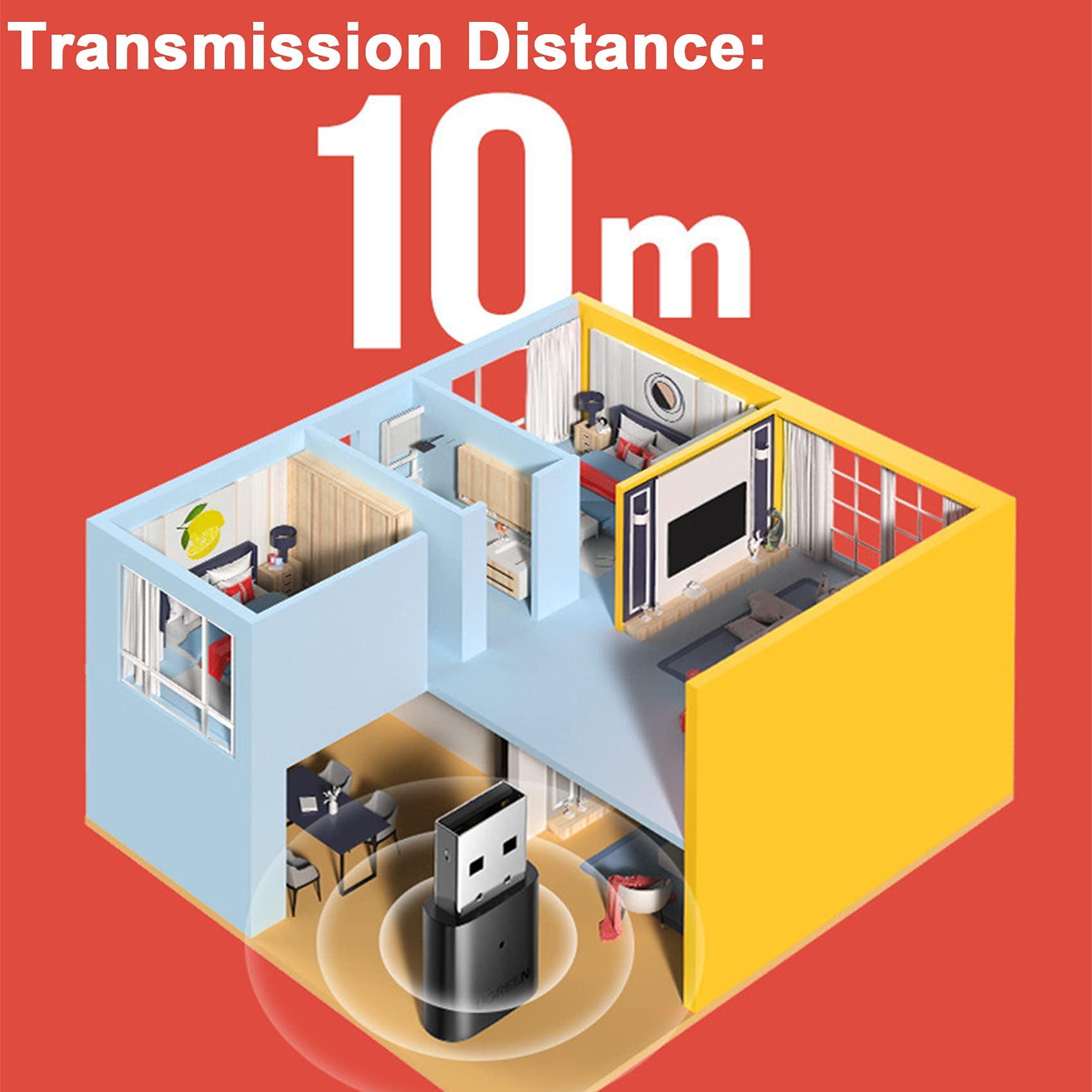 Wireless Adapter for PS5/4/3/Switch/PC Mac Plug and Play USB Dongle