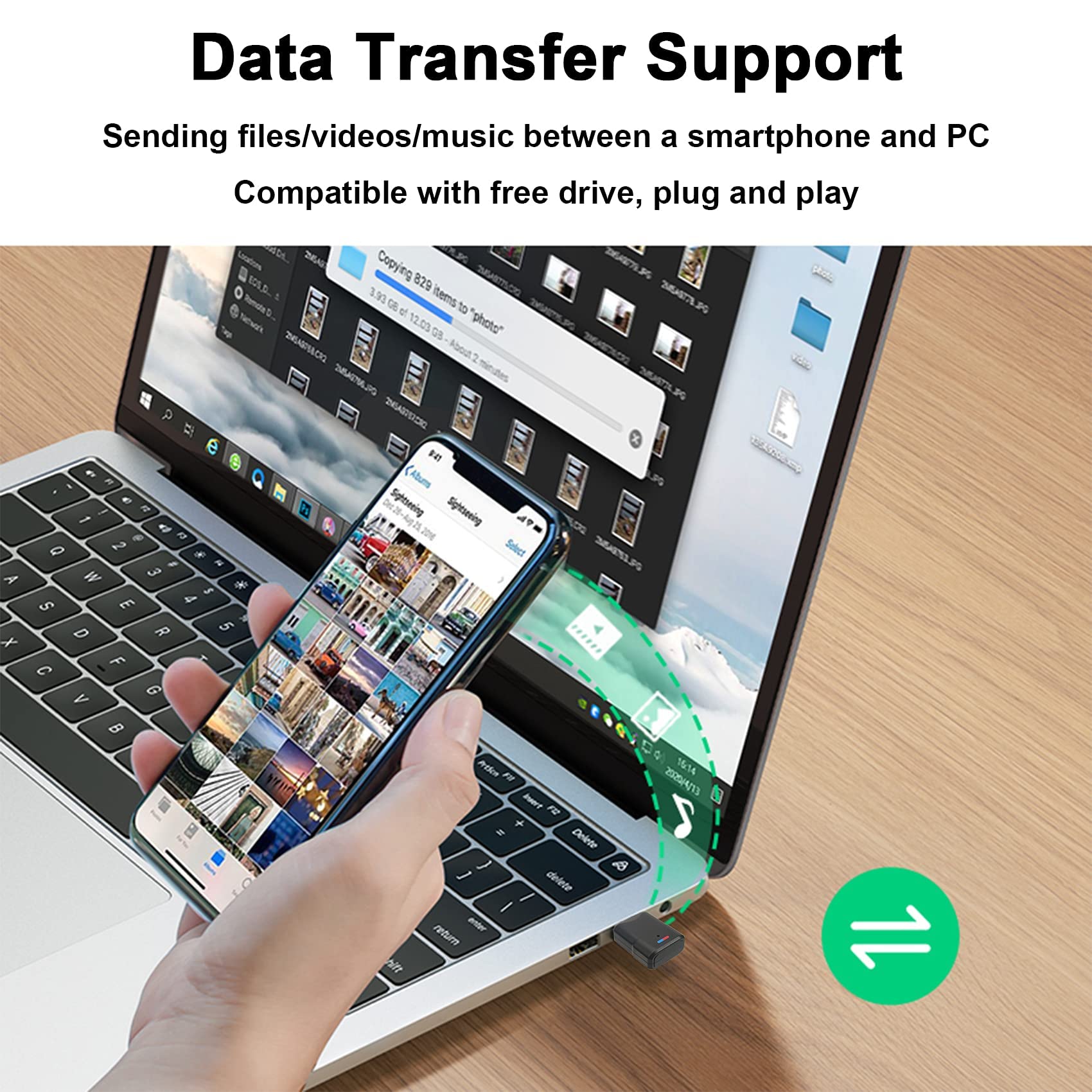 Wireless Adapter for PS5/4/3/Switch/PC Mac Plug and Play USB Dongle