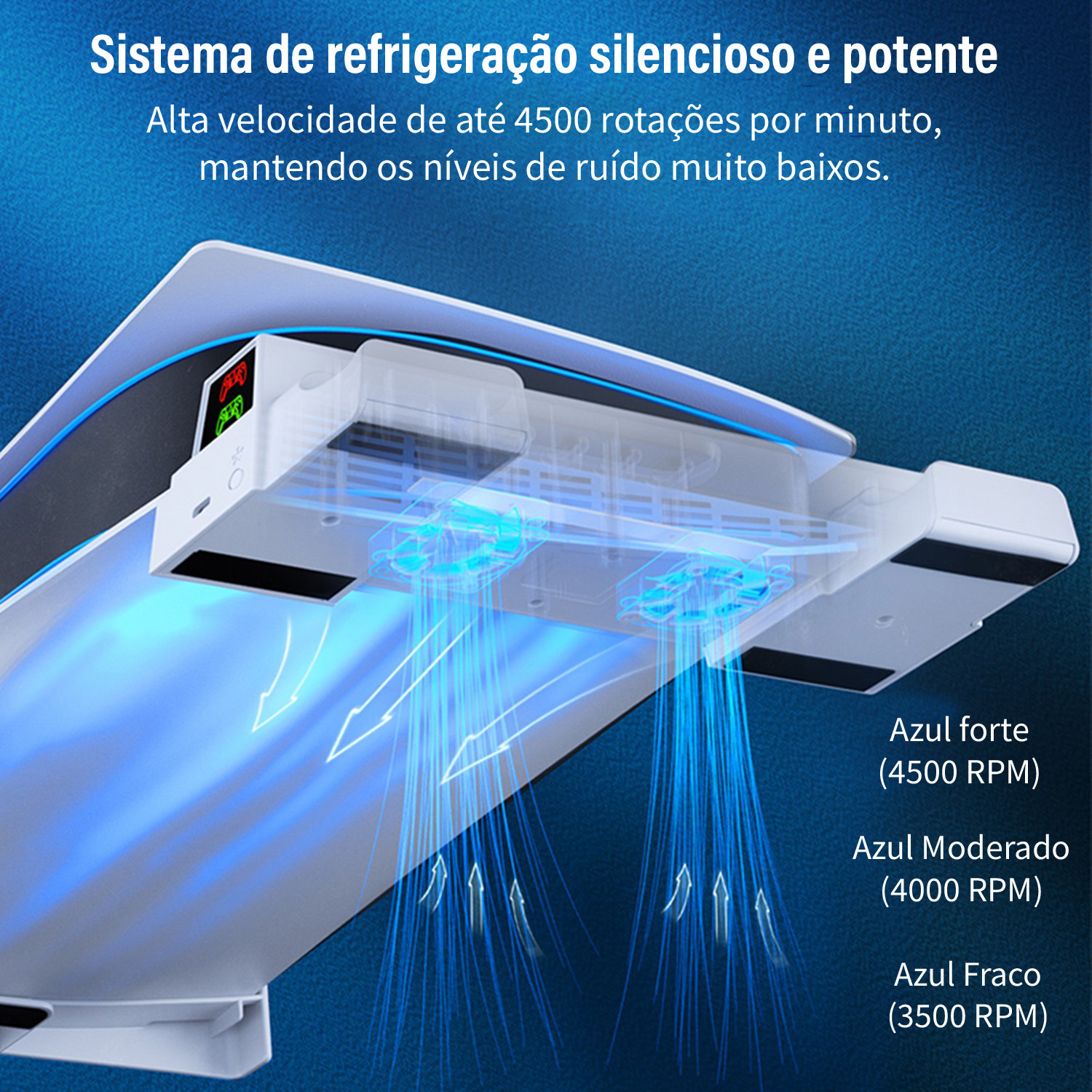 Horizontal Stand for PS5 with 3-Level Fan and Controller Charger