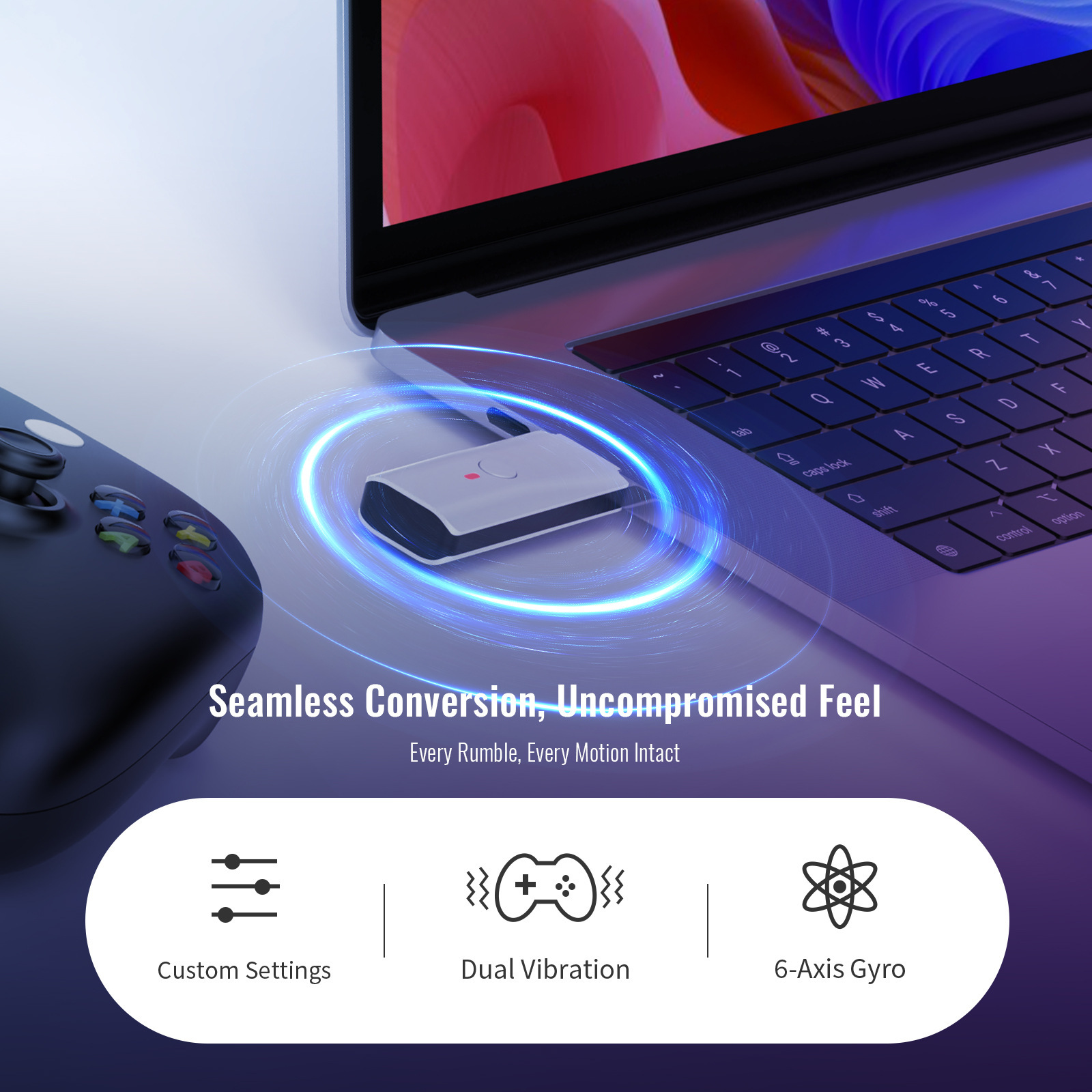 Wireless Gamepad Adapter for PS5/PS4/Switch/Xbox/PC/Steam Deck