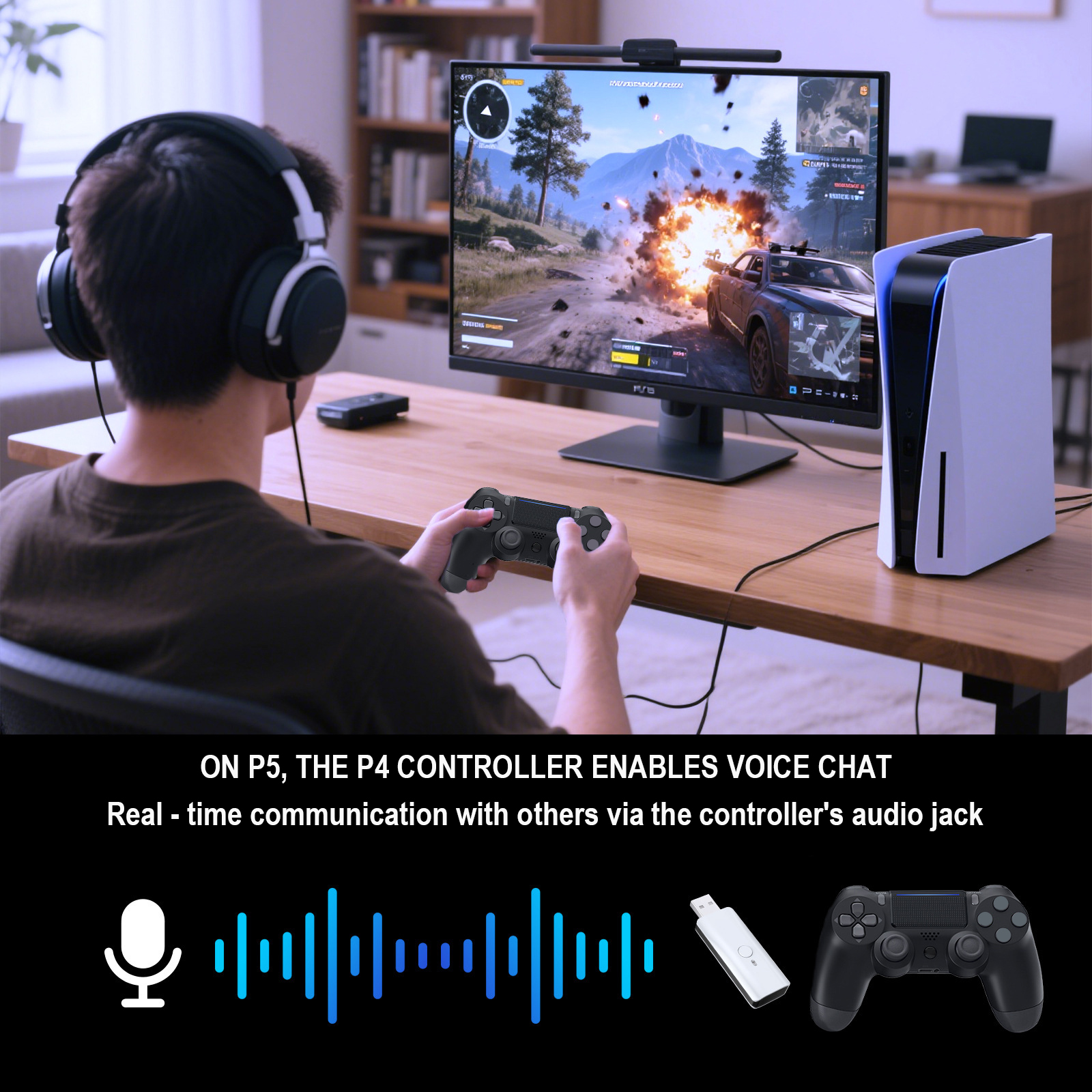 Wireless Gamepad Adapter for PS5/PS4/Switch/Xbox/PC/Steam Deck