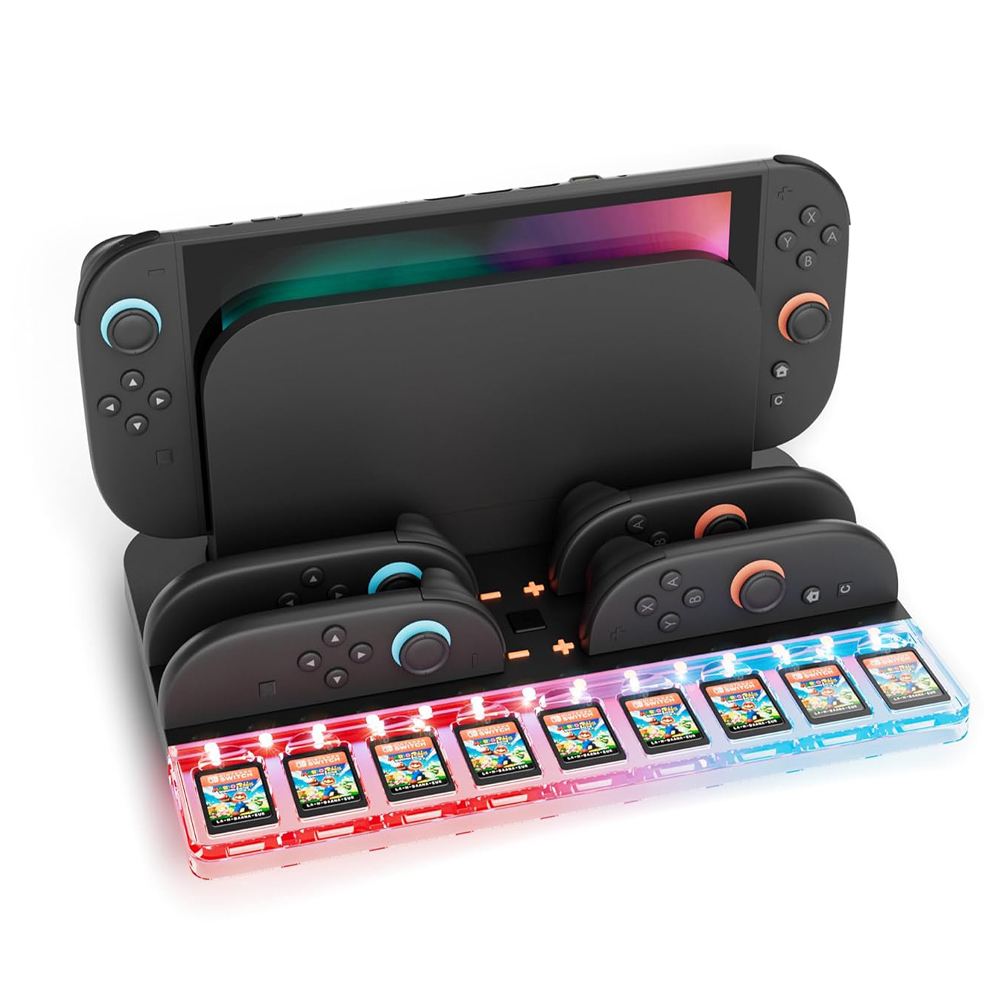 Charging Station for Nintendo Switch 2 with RGB Lighting & 4-Controller Charger