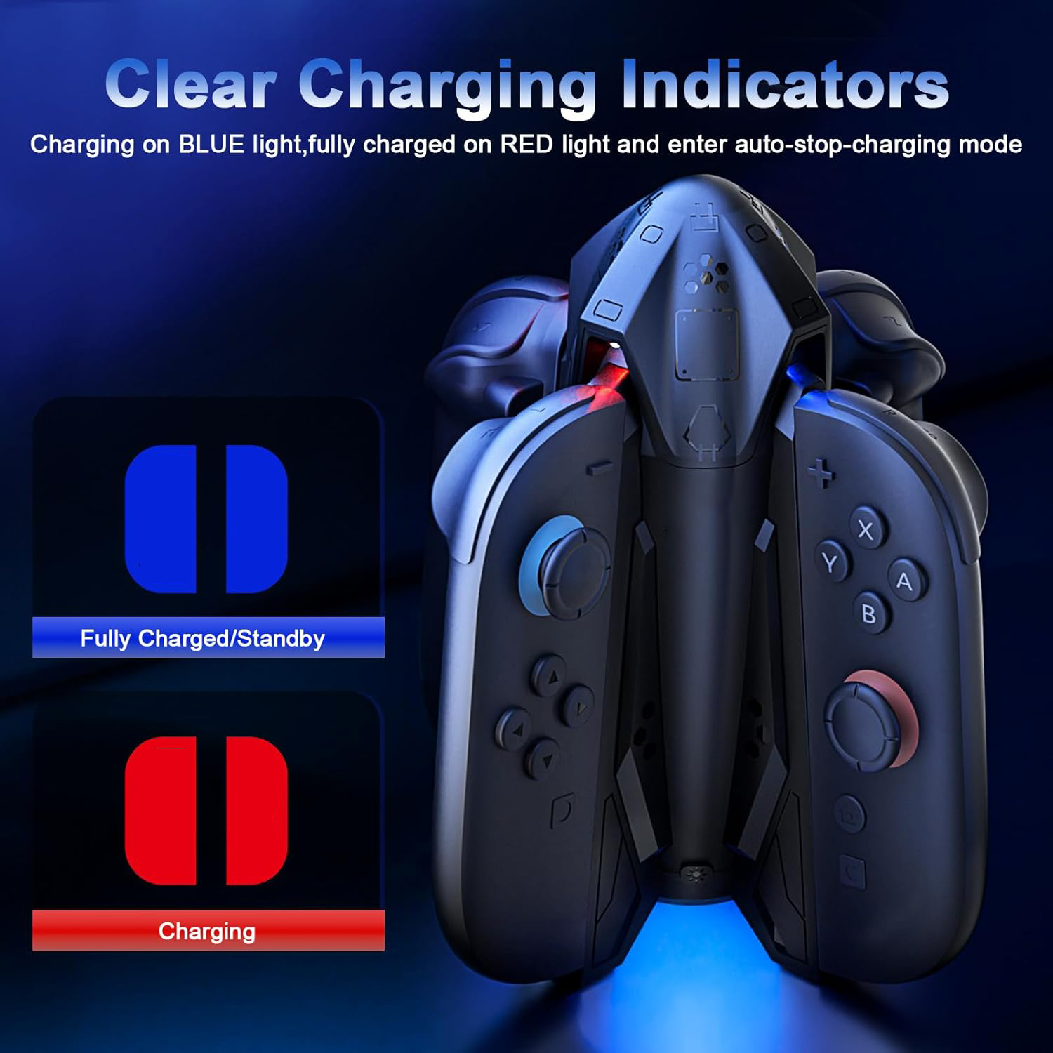 4-in-1 Controller Charging Dock for Nintendo Switch 2 with RGB Lighting