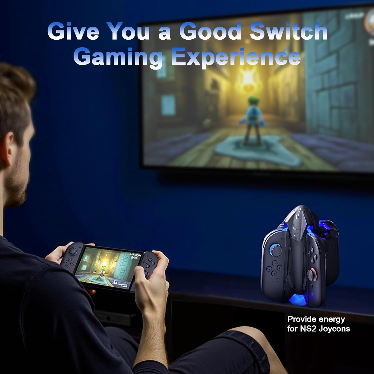 4-in-1 Controller Charging Dock for Nintendo Switch 2 with RGB Lighting