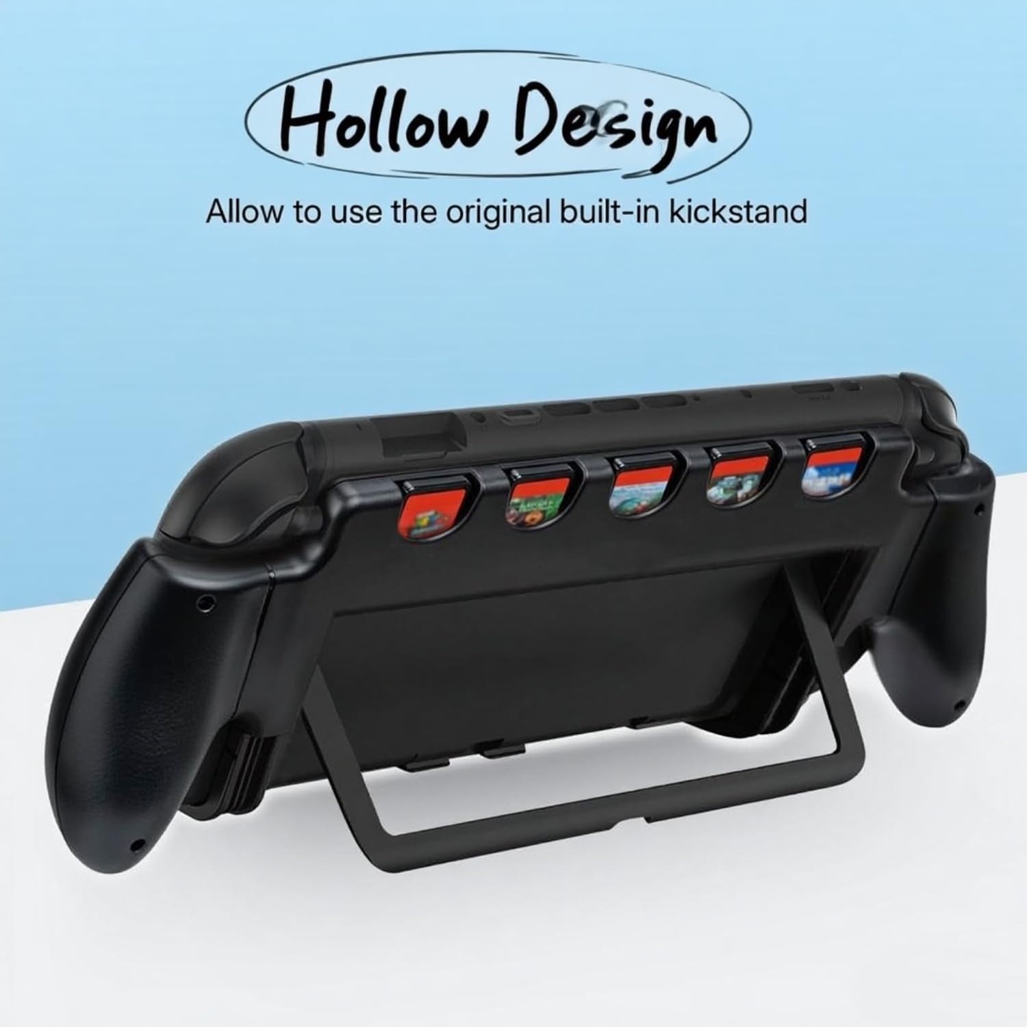 Console Grip for Switch 2 Ergonomic Hard Shell Holder with 5 Game Card Slots