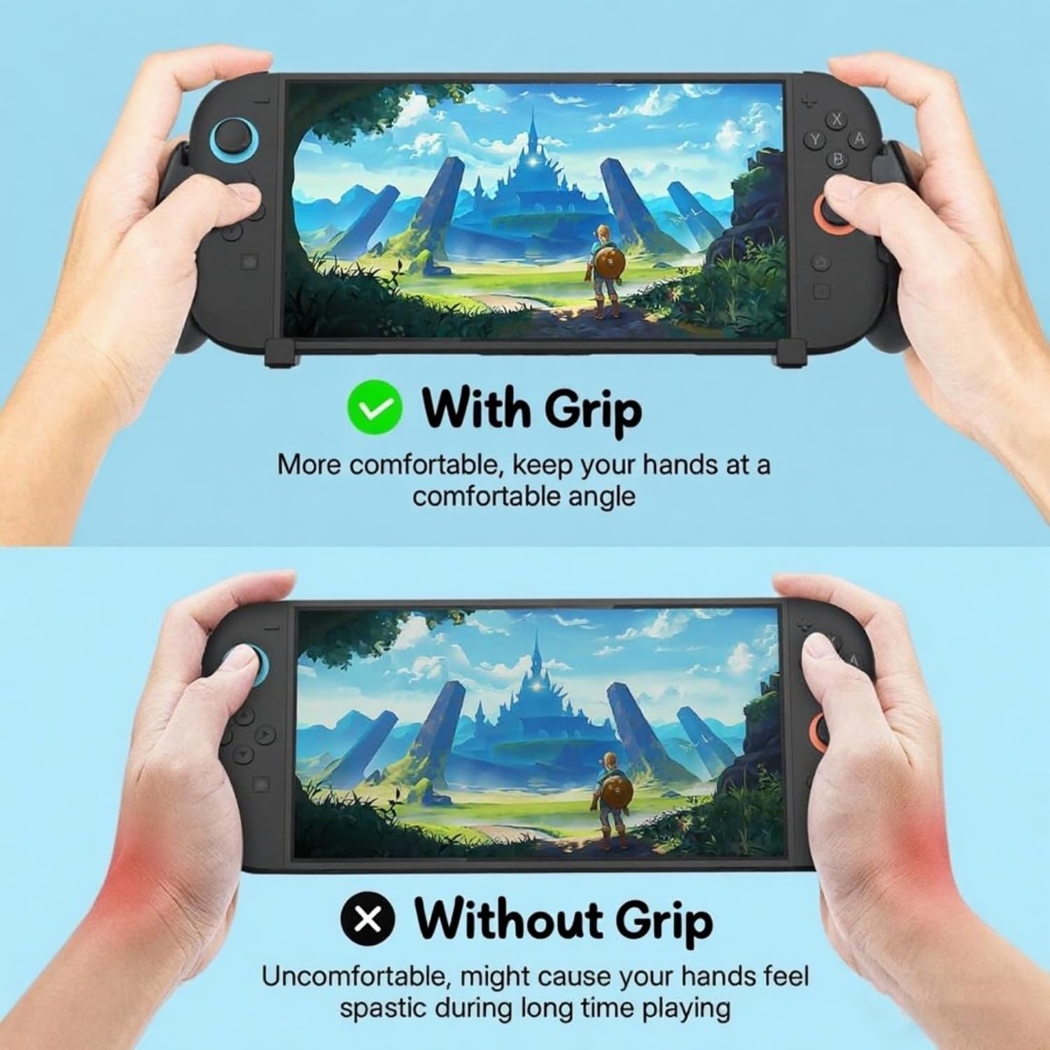 Console Grip for Switch 2 Ergonomic Hard Shell Holder with 5 Game Card Slots