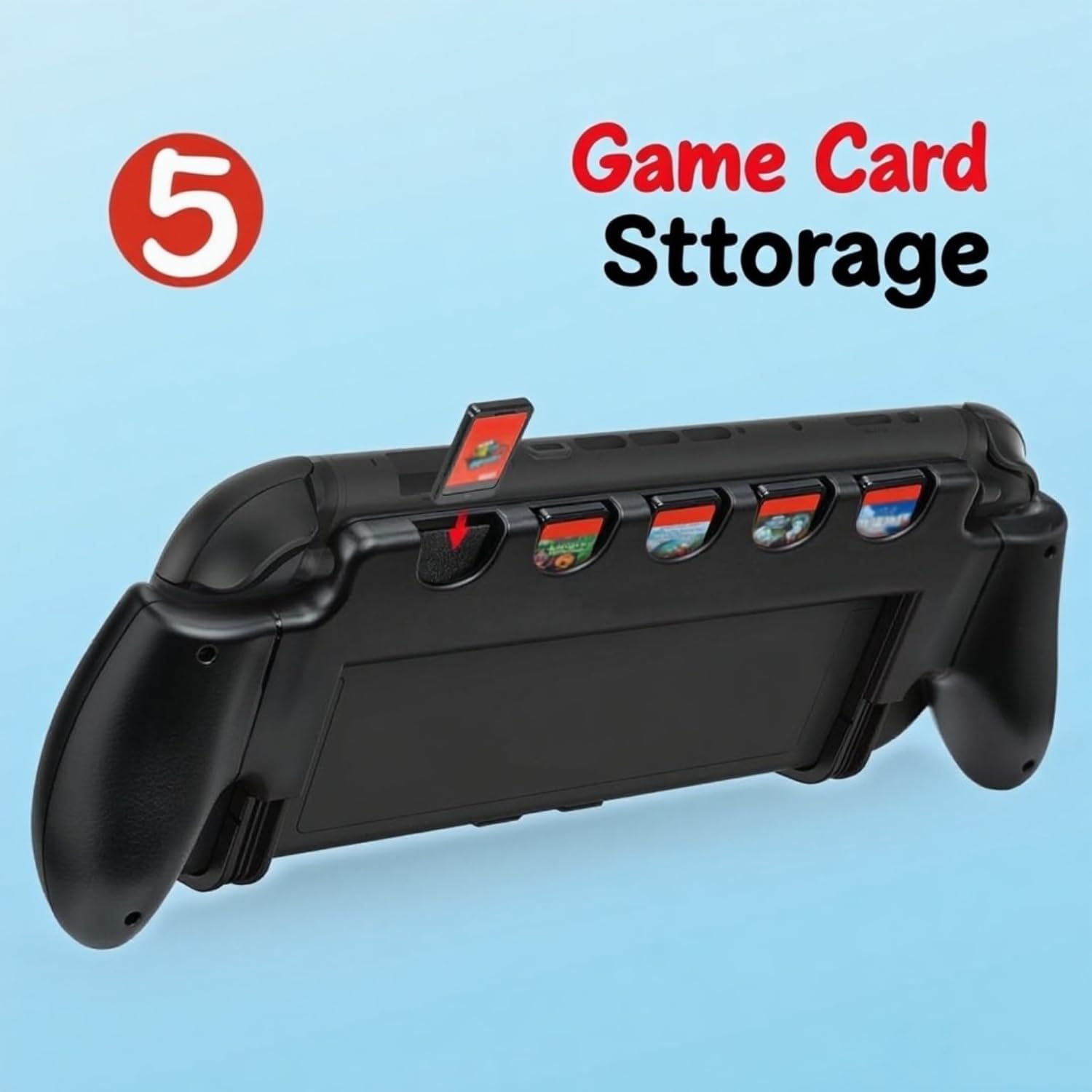 Console Grip for Switch 2 Ergonomic Hard Shell Holder with 5 Game Card Slots