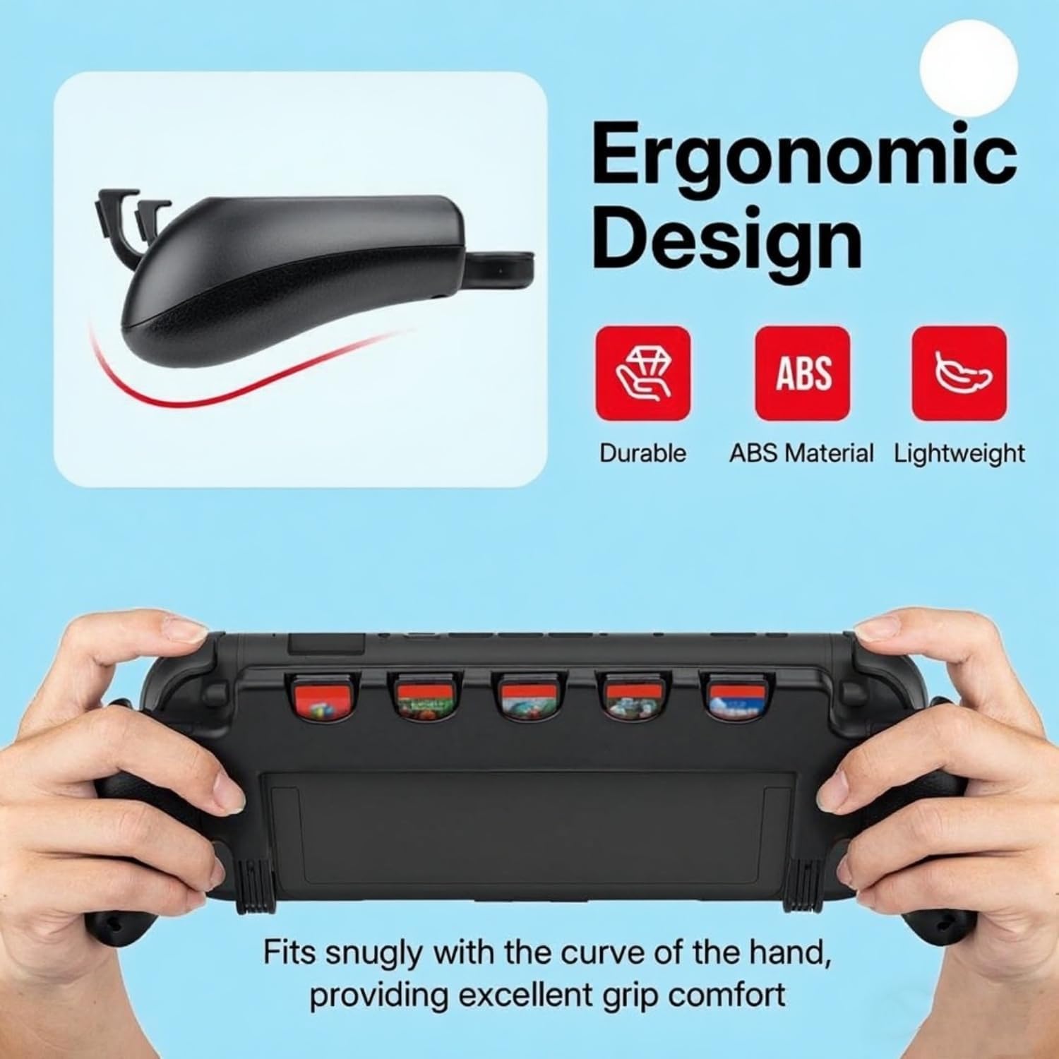 Console Grip for Switch 2 Ergonomic Hard Shell Holder with 5 Game Card Slots