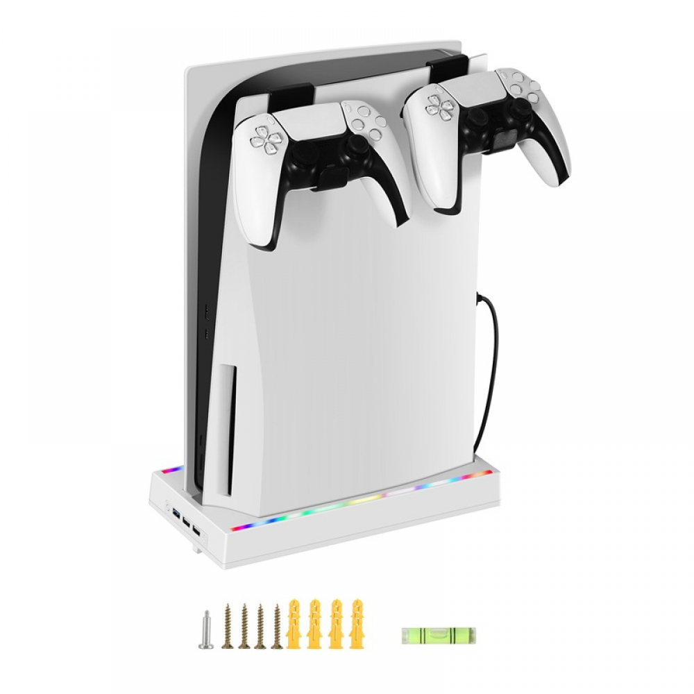 Wall Mount for PS5 Digital & Disc Edition with LED Light and USB Charger