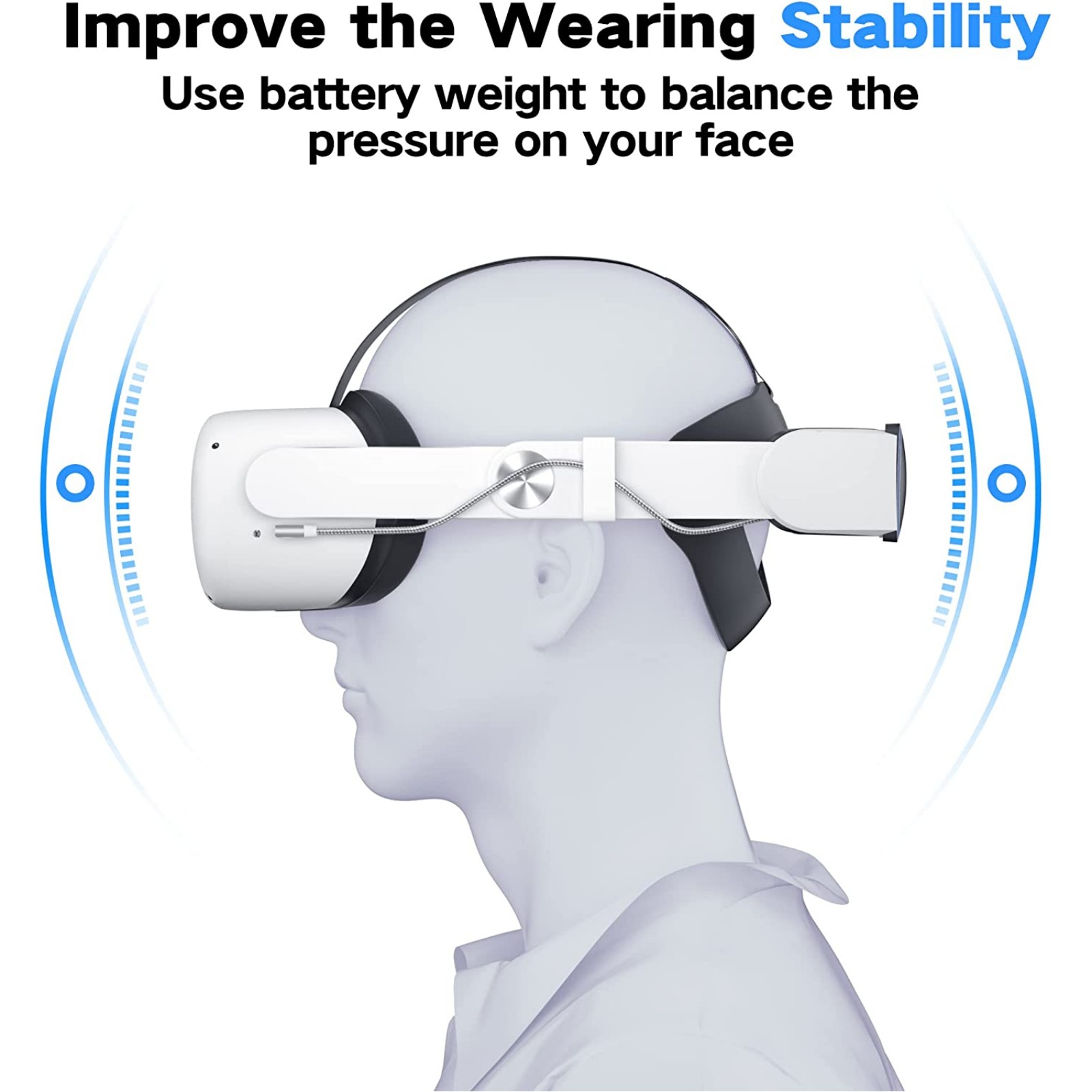 VR Head Strap with 10,000mAh Battery for Meta Quest 2