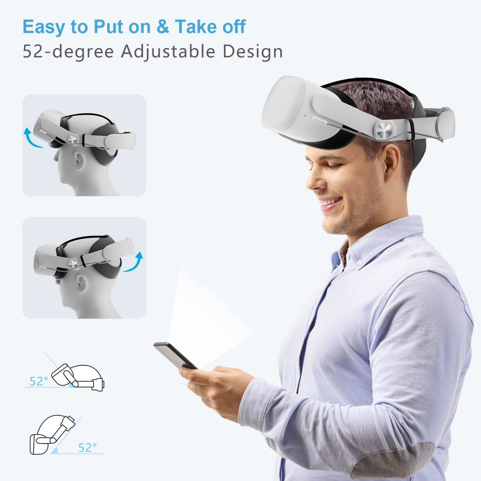 VR Head Strap with 10,000mAh Battery for Meta Quest 2