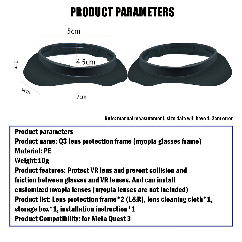 Lens Frame for Meta Quest 3 Anti-Scratch VR Lens Protector