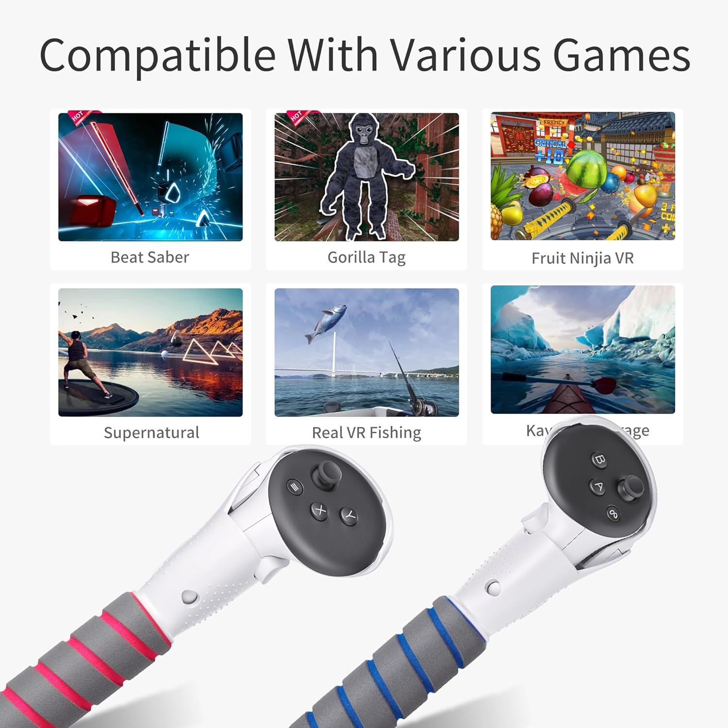 Controller Grips for Meta Quest 2/3/3S - Dual Handle Anti-Sweat Sponge Cover