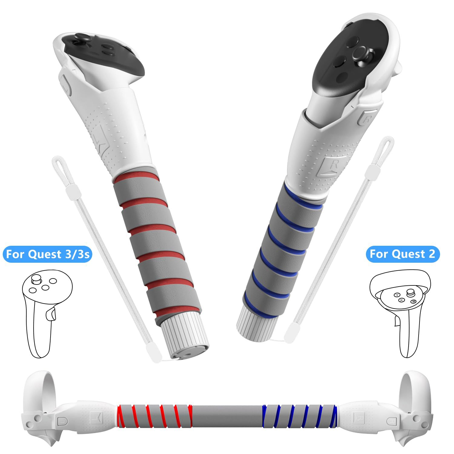 Controller Grips for Meta Quest 2/3/3S - Dual Handle Anti-Sweat Sponge Cover