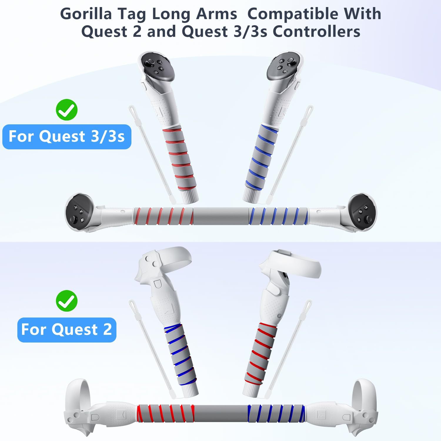 Controller Grips for Meta Quest 2/3/3S - Dual Handle Anti-Sweat Sponge Cover