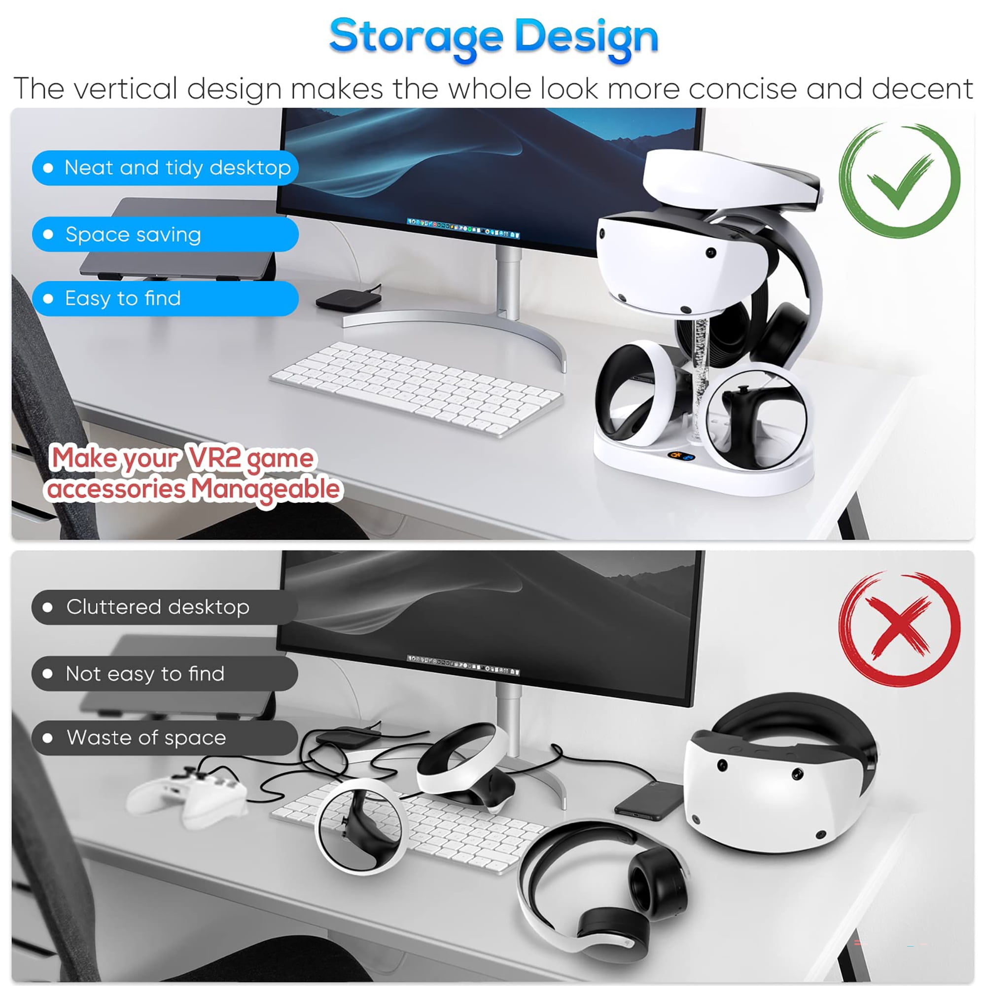 Charging Station for PSVR2 with RGB Light – Vertical Controller Charger